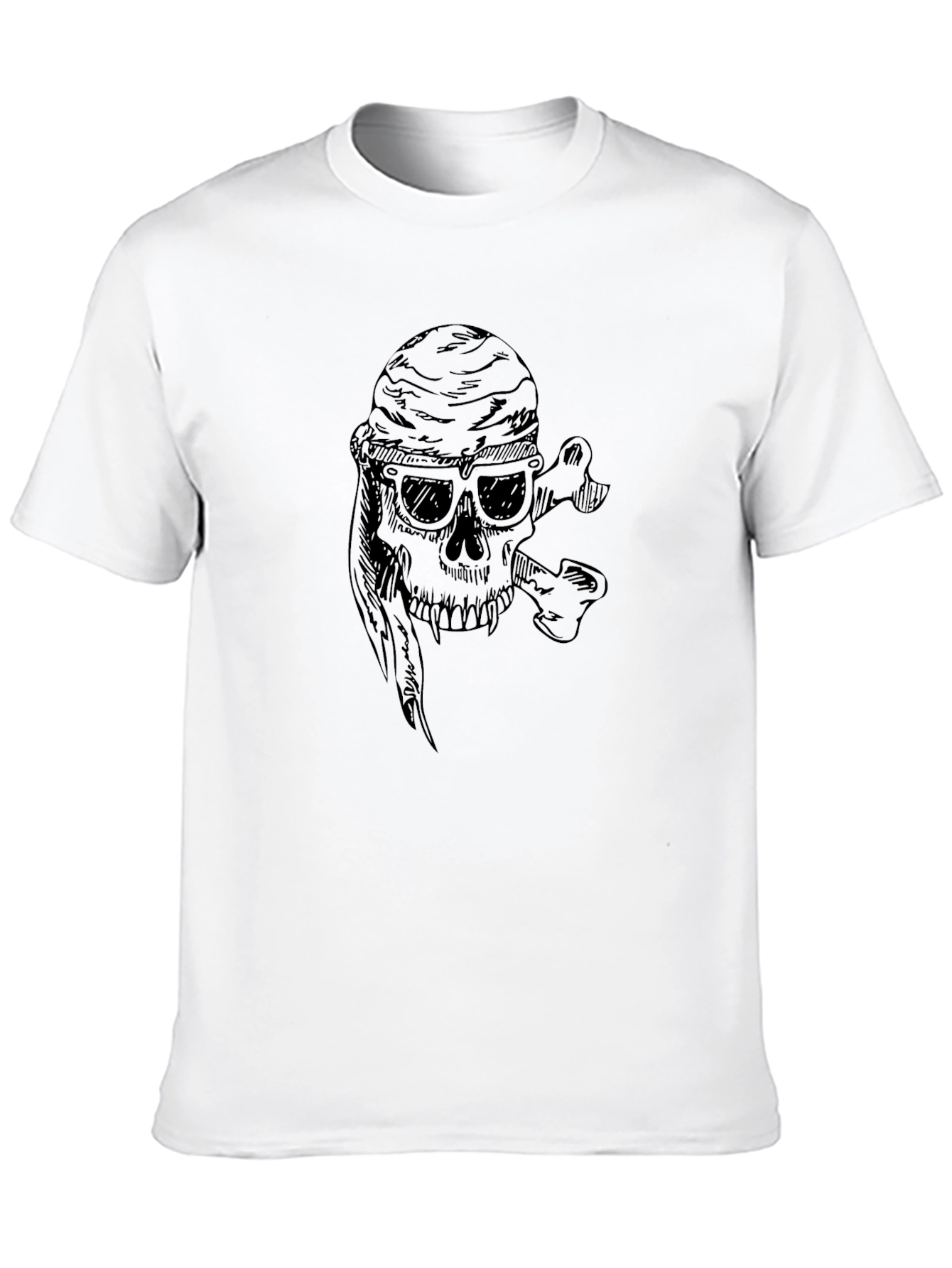 Skull & Crossbones Graphic Print Tee - Black
