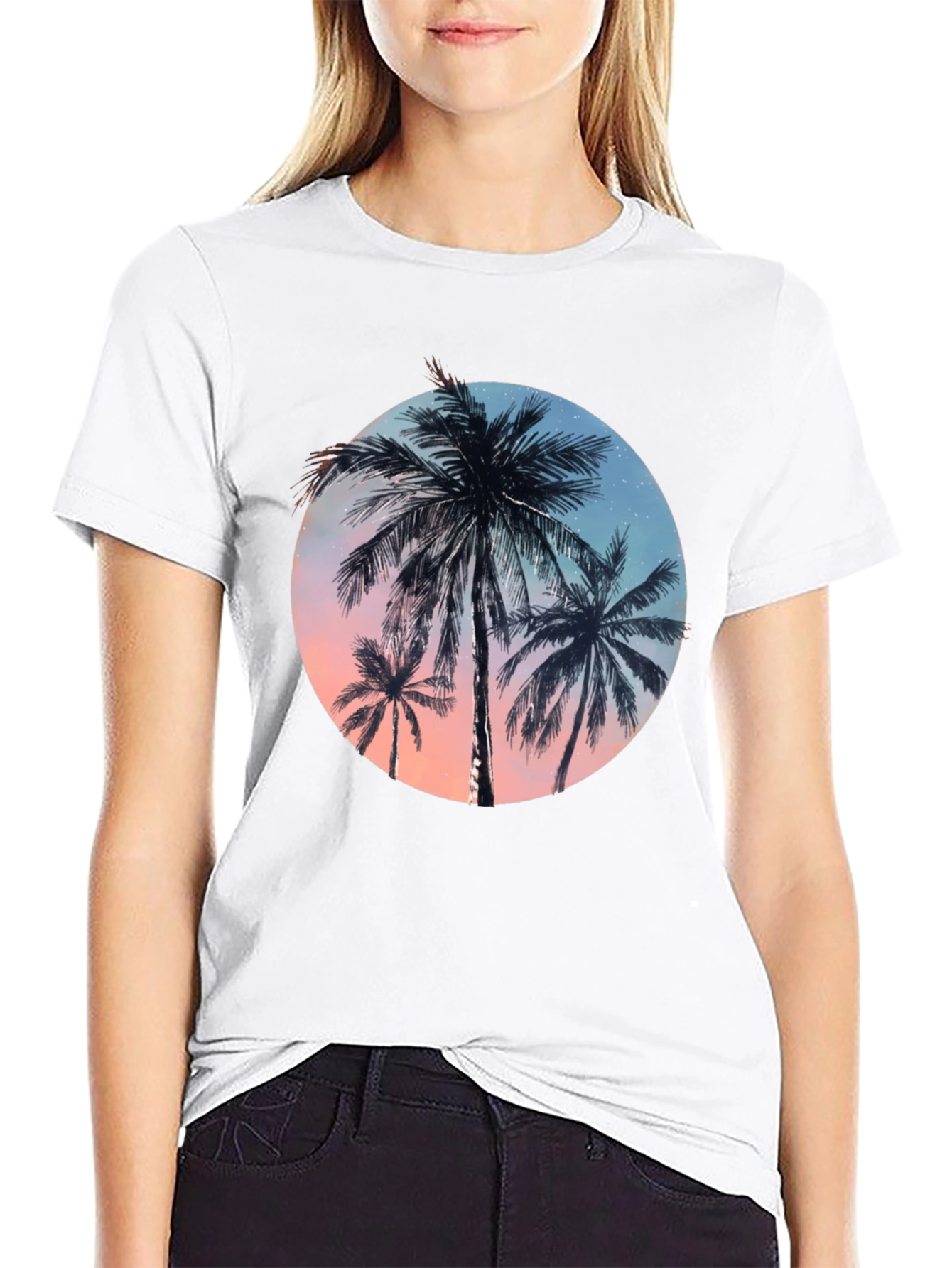 Tropical Palm Tree Graphic Tee - Black T-Shirt