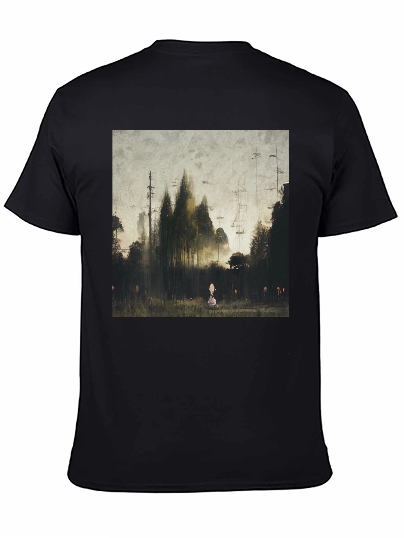 Eerie Forest Print Black T-Shirt