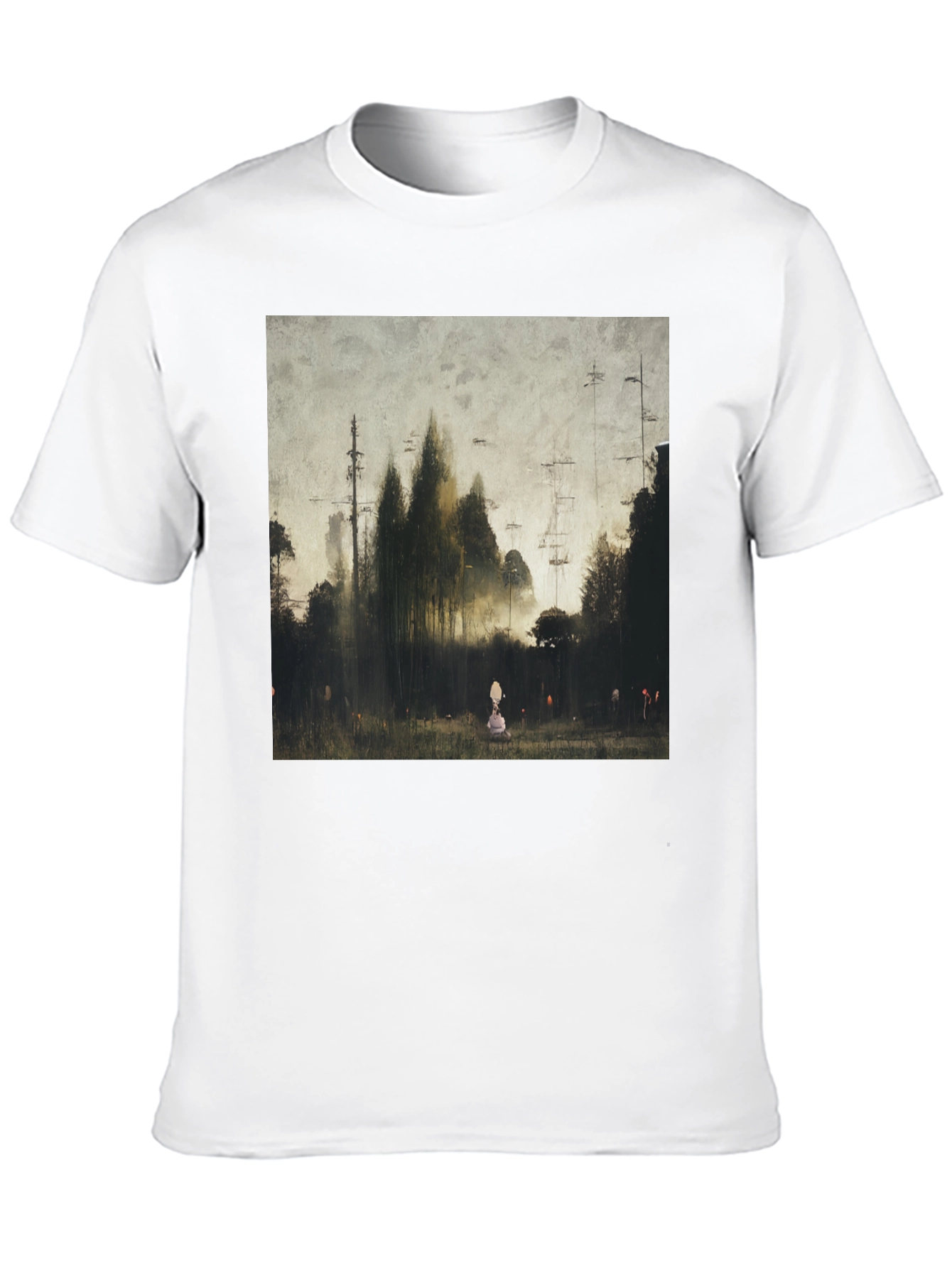 Eerie Forest Print Black T-Shirt