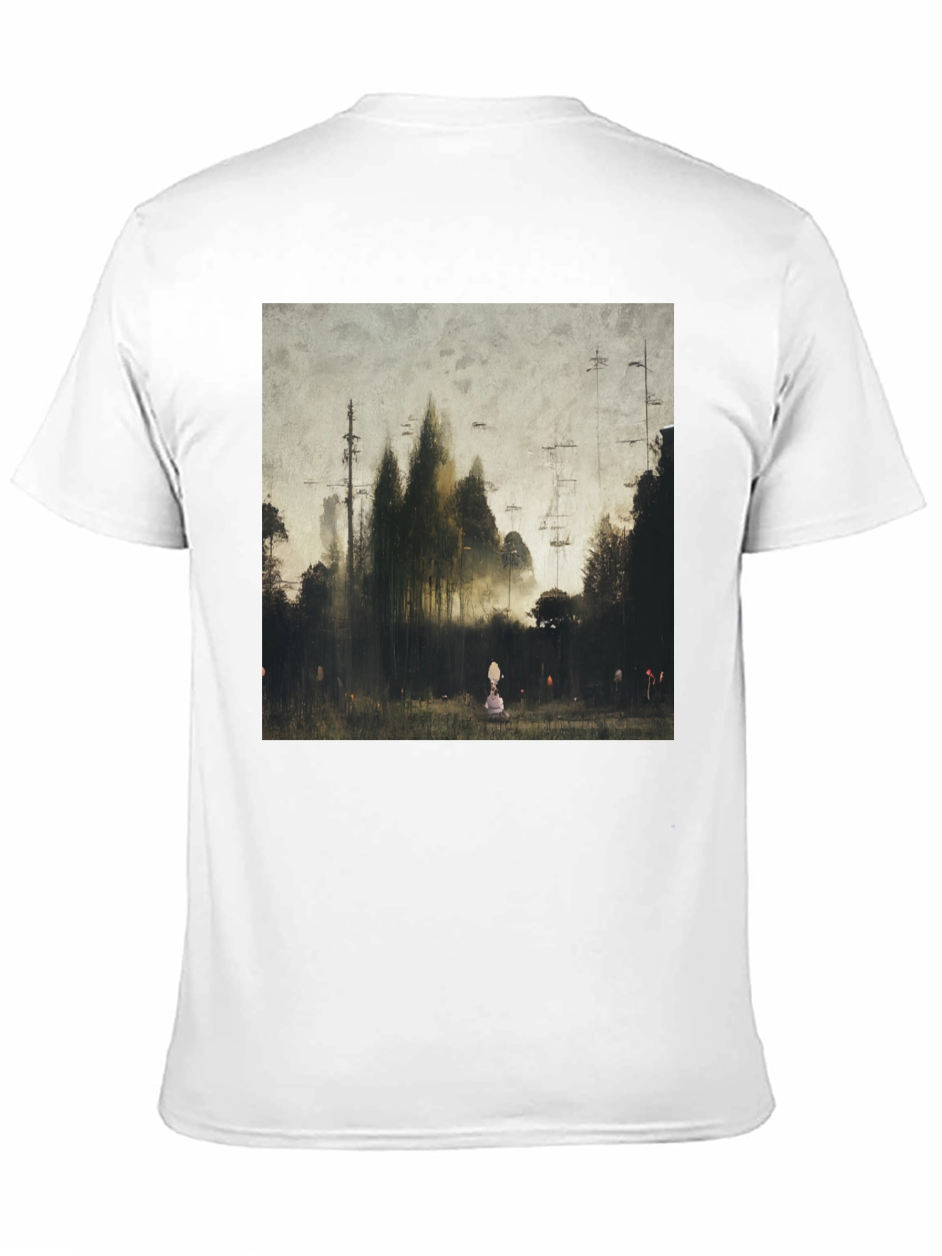 Eerie Forest Print Black T-Shirt