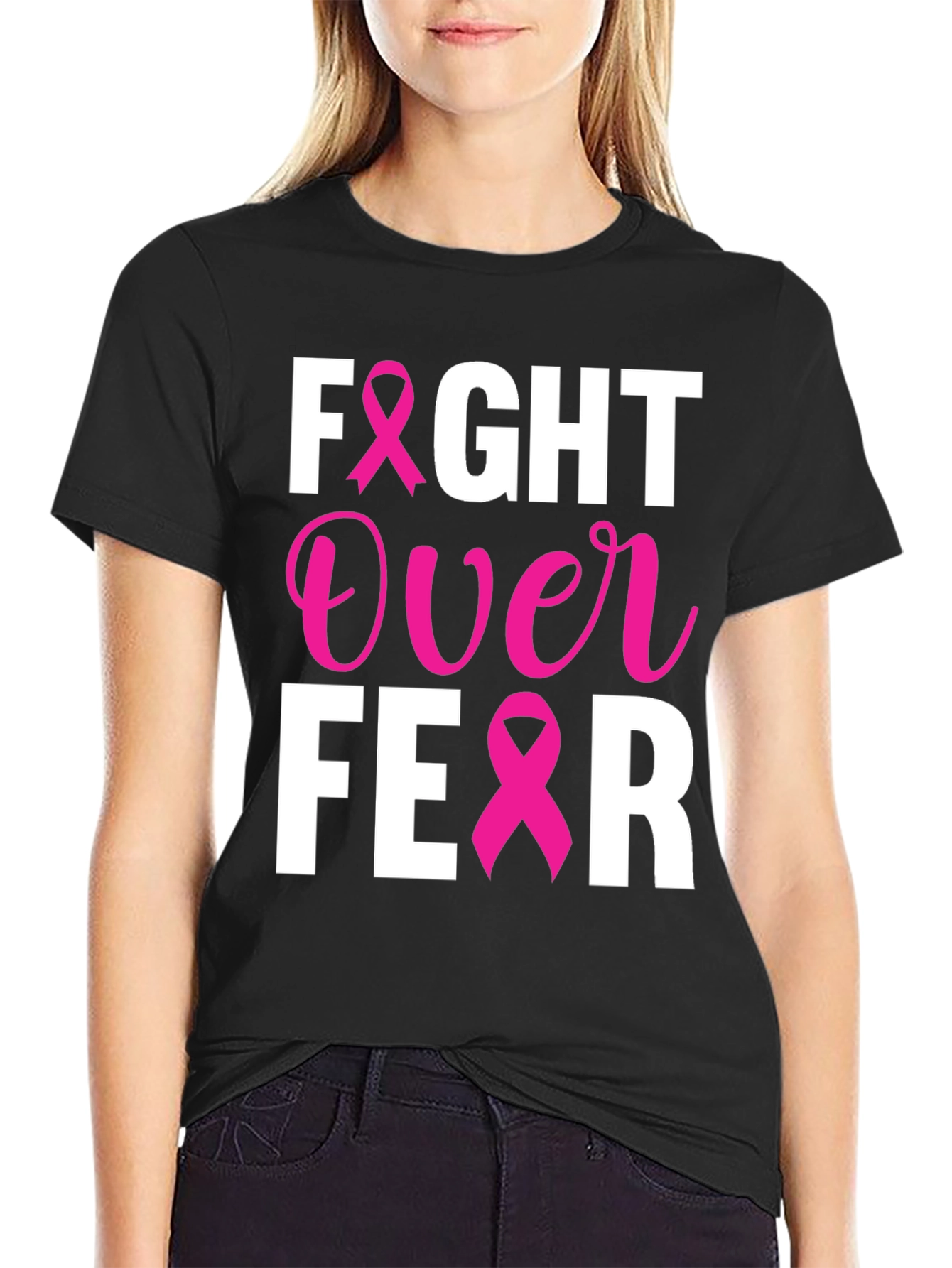 Fight Over Fear Breast Cancer Awareness T-Shirt