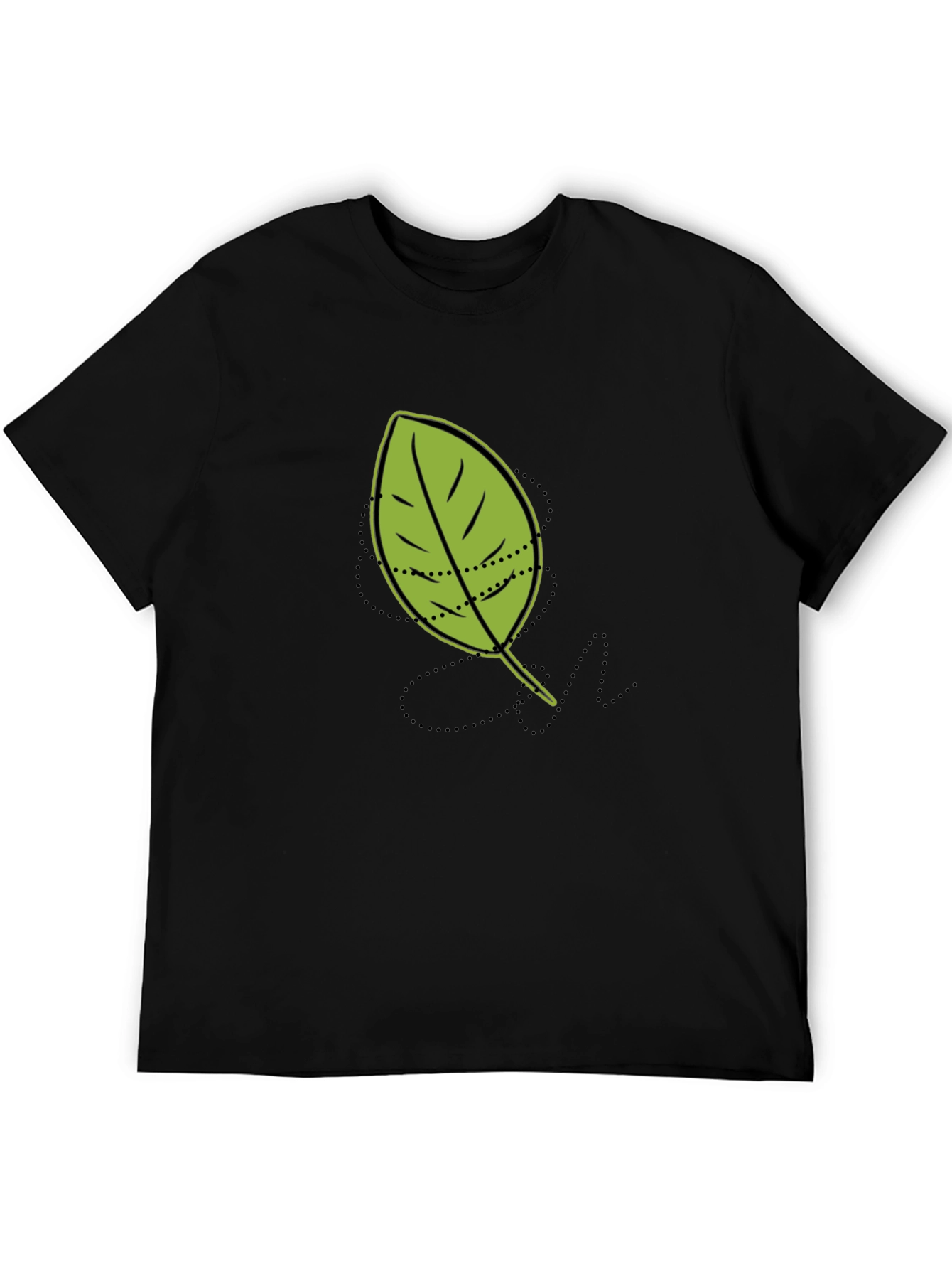 Leaf Graphic Tee - Casual Black T-Shirt