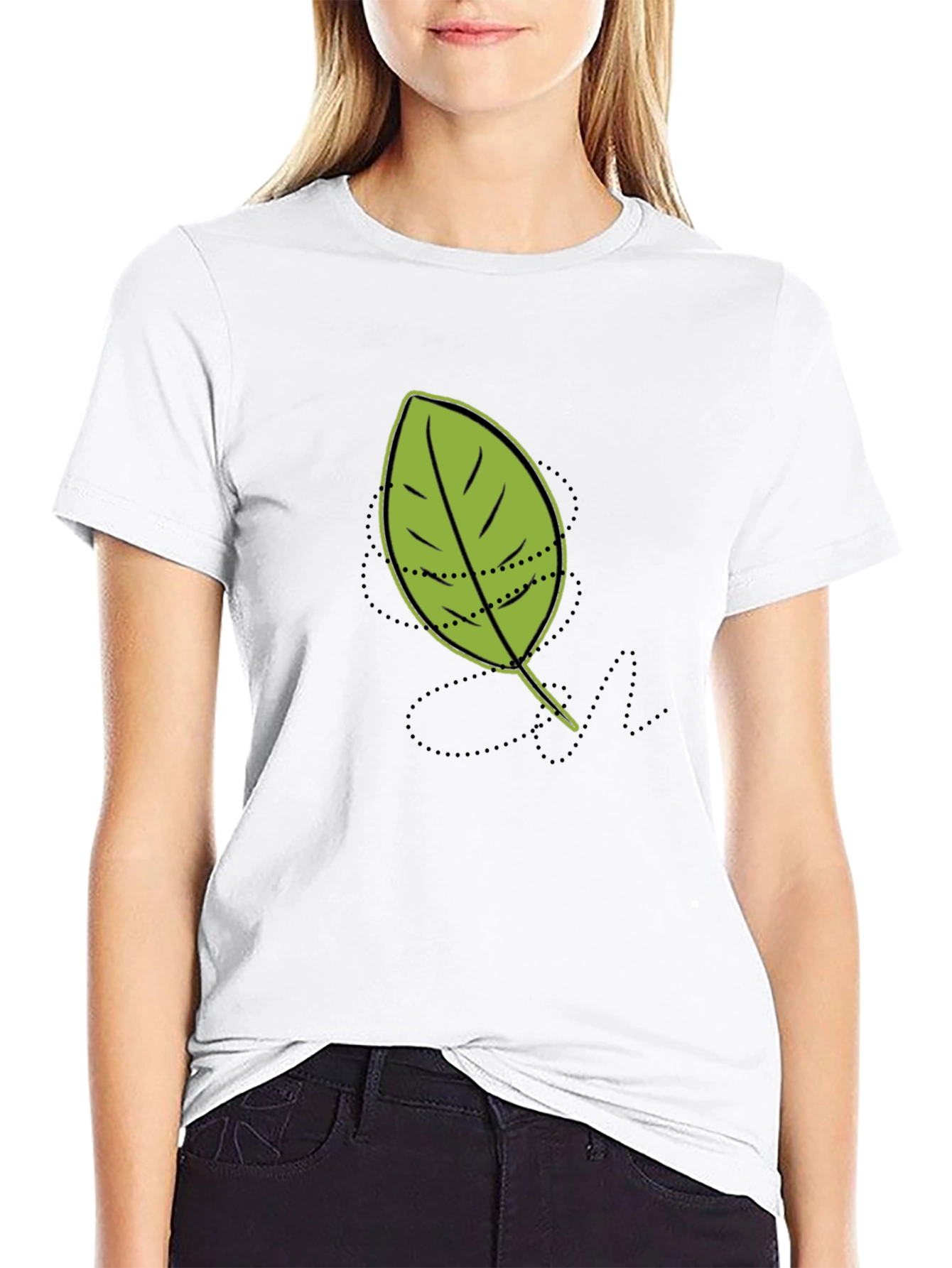 Leaf Graphic Tee - Casual Black T-Shirt