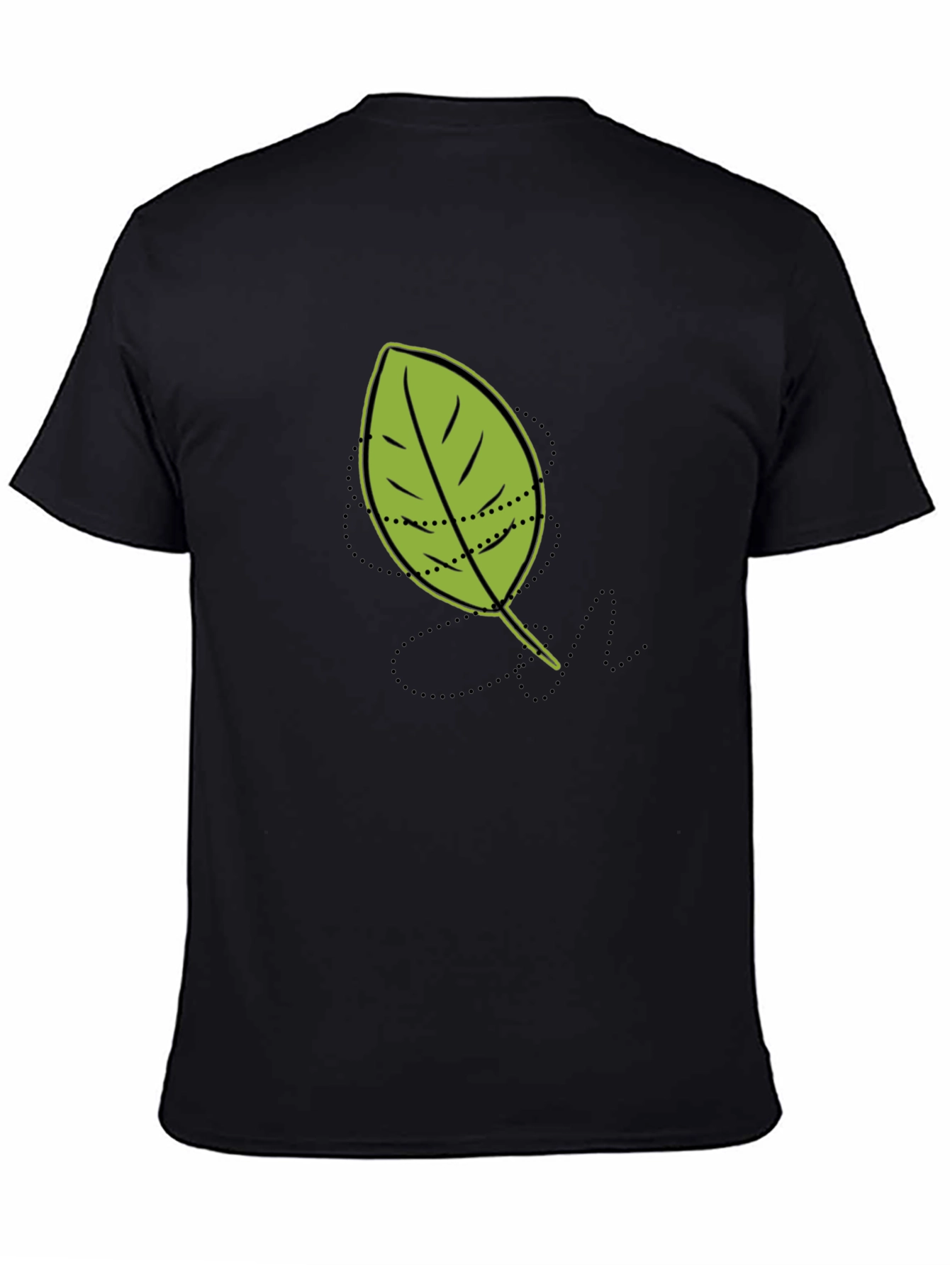 Leaf Graphic Tee - Casual Black T-Shirt