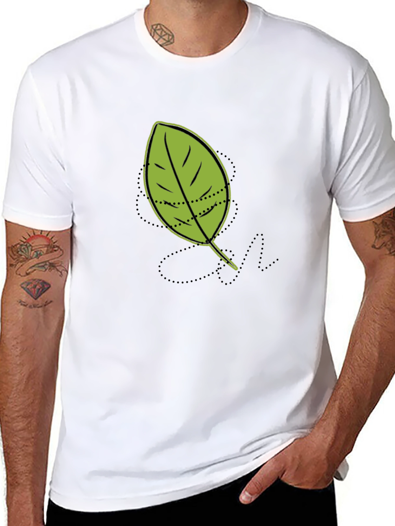 Leaf Graphic Tee - Casual Black T-Shirt