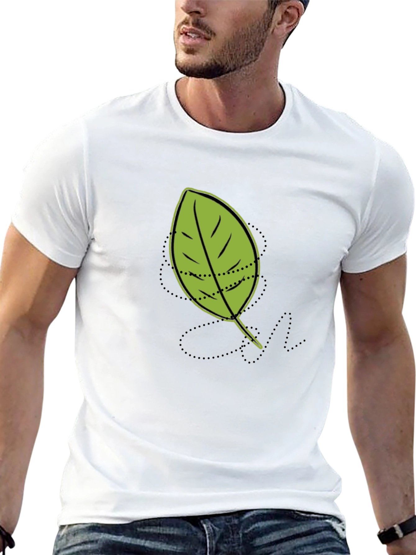 Leaf Graphic Tee - Casual Black T-Shirt
