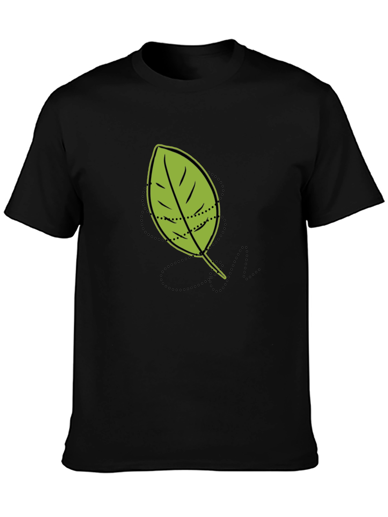Leaf Graphic Tee - Casual Black T-Shirt