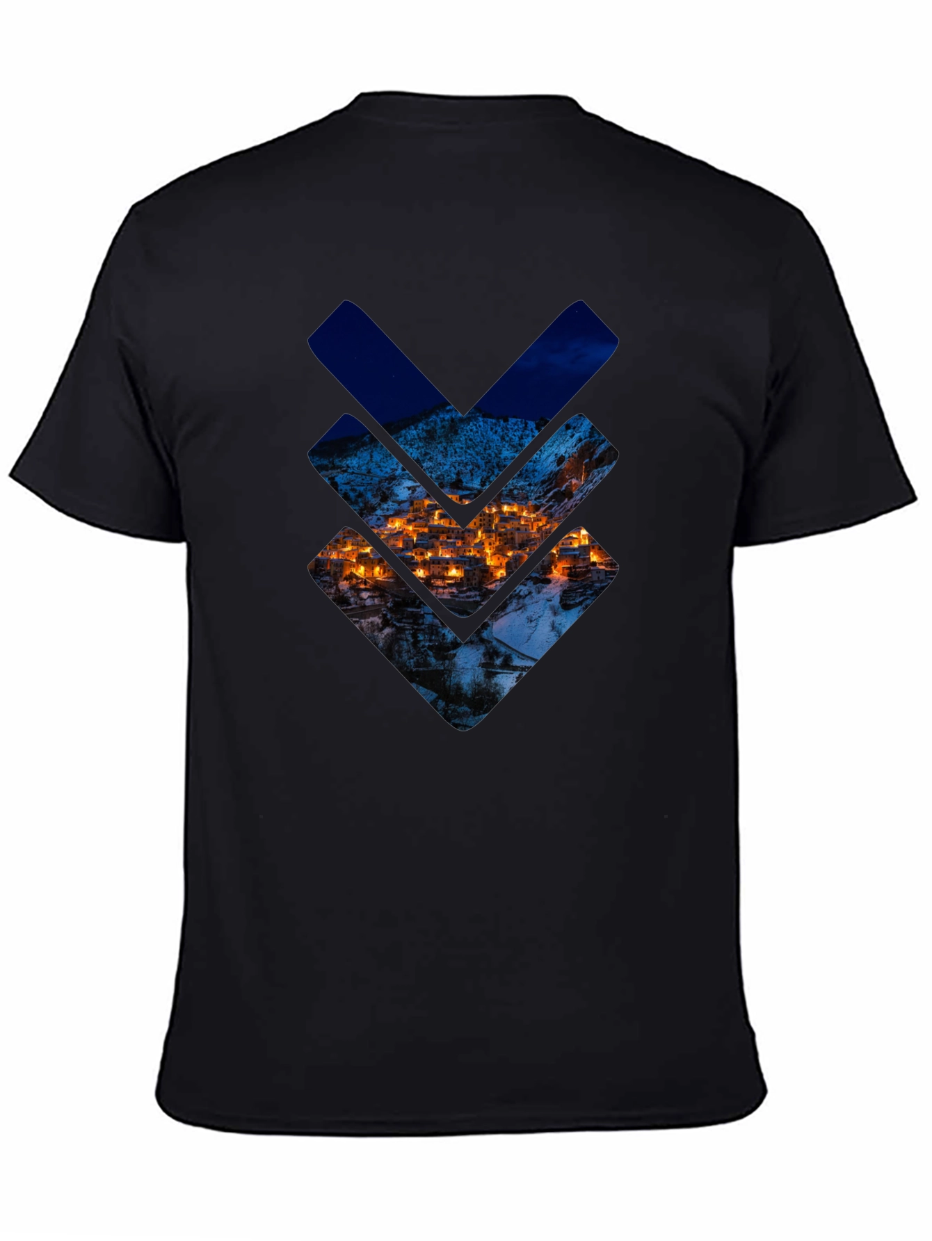 Urban Townscape Graphic Tee - Stylish Black T-Shirt