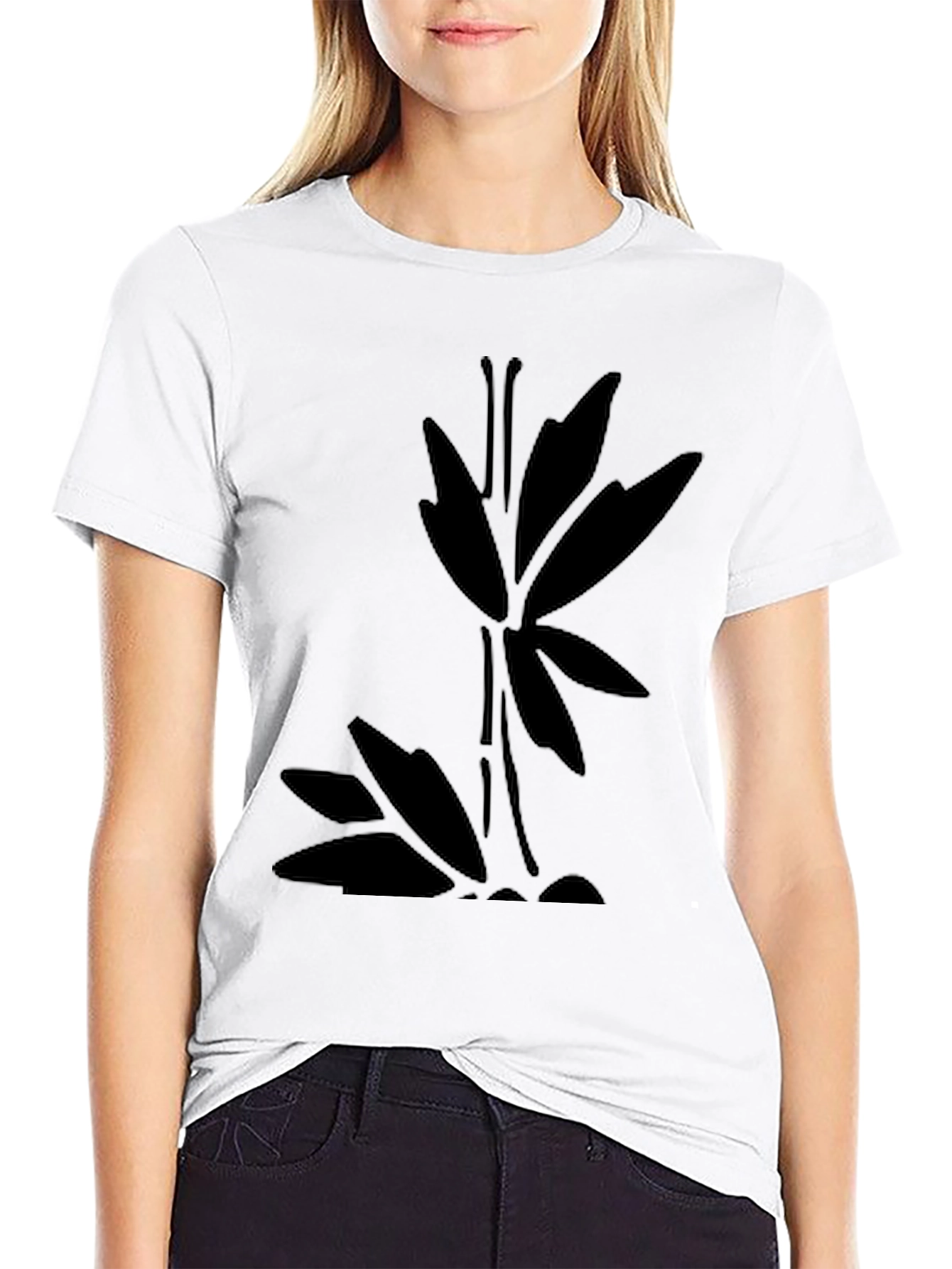 Minimalist Bamboo Graphic Black T-Shirt