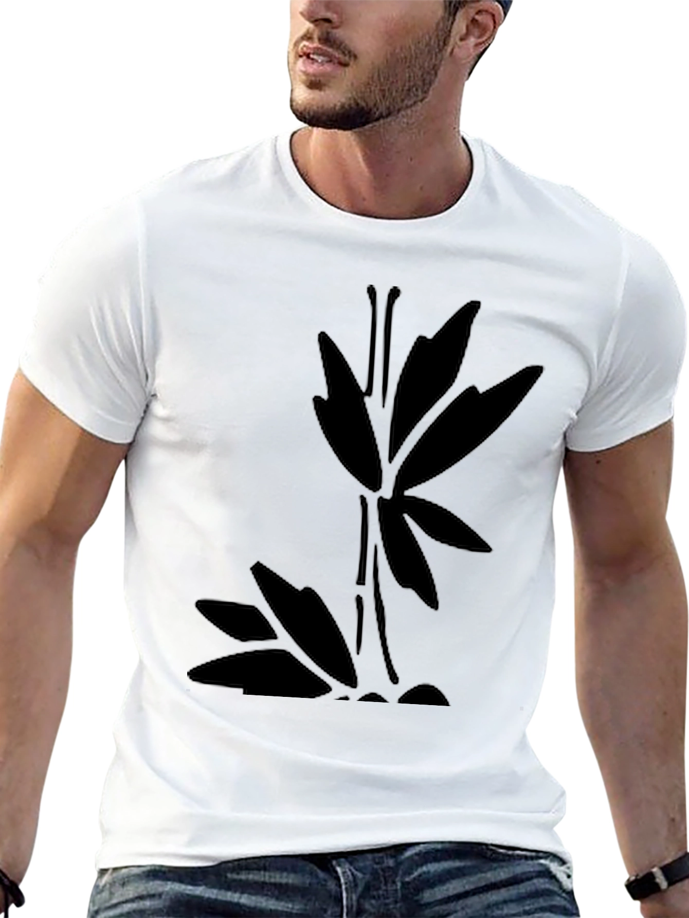 Minimalist Bamboo Graphic Black T-Shirt