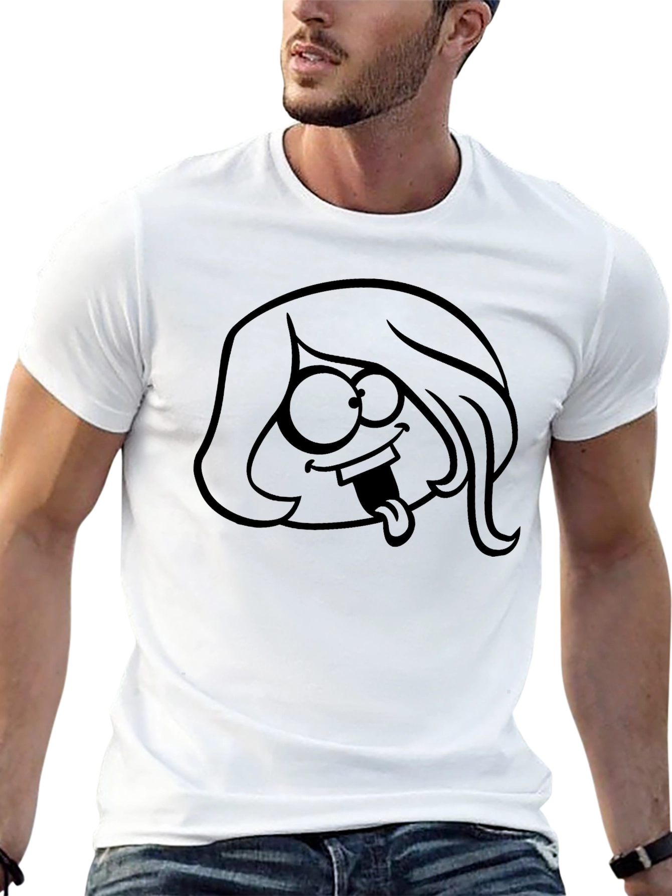 Funny Cartoon Graphic Print Black T-Shirt