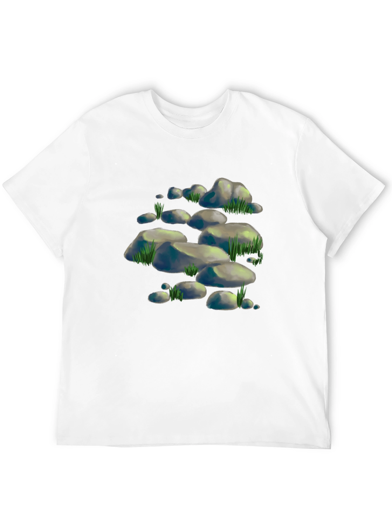 Cool Rock & Grass Graphic Tee - Black
