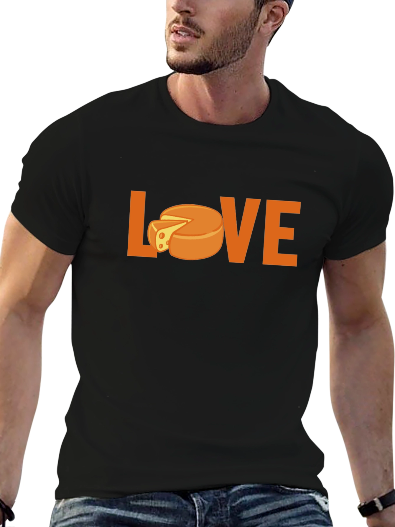 Love Cheese Graphic T-Shirt - Black Crew Neck