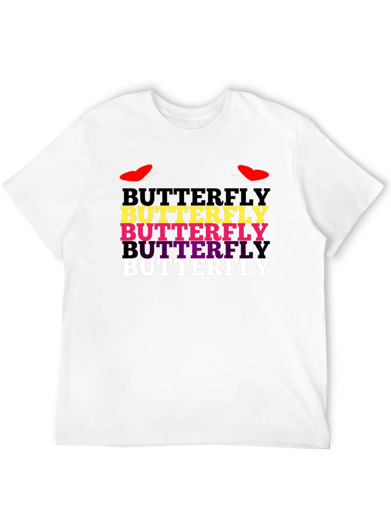 Butterfly Text Graphic Tee - Trendy Casual T-Shirt