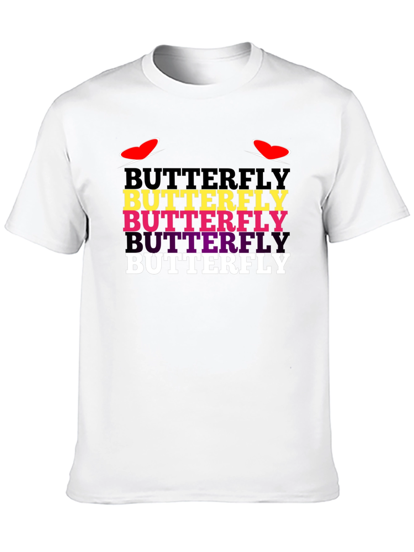 Butterfly Text Graphic Tee - Trendy Casual T-Shirt
