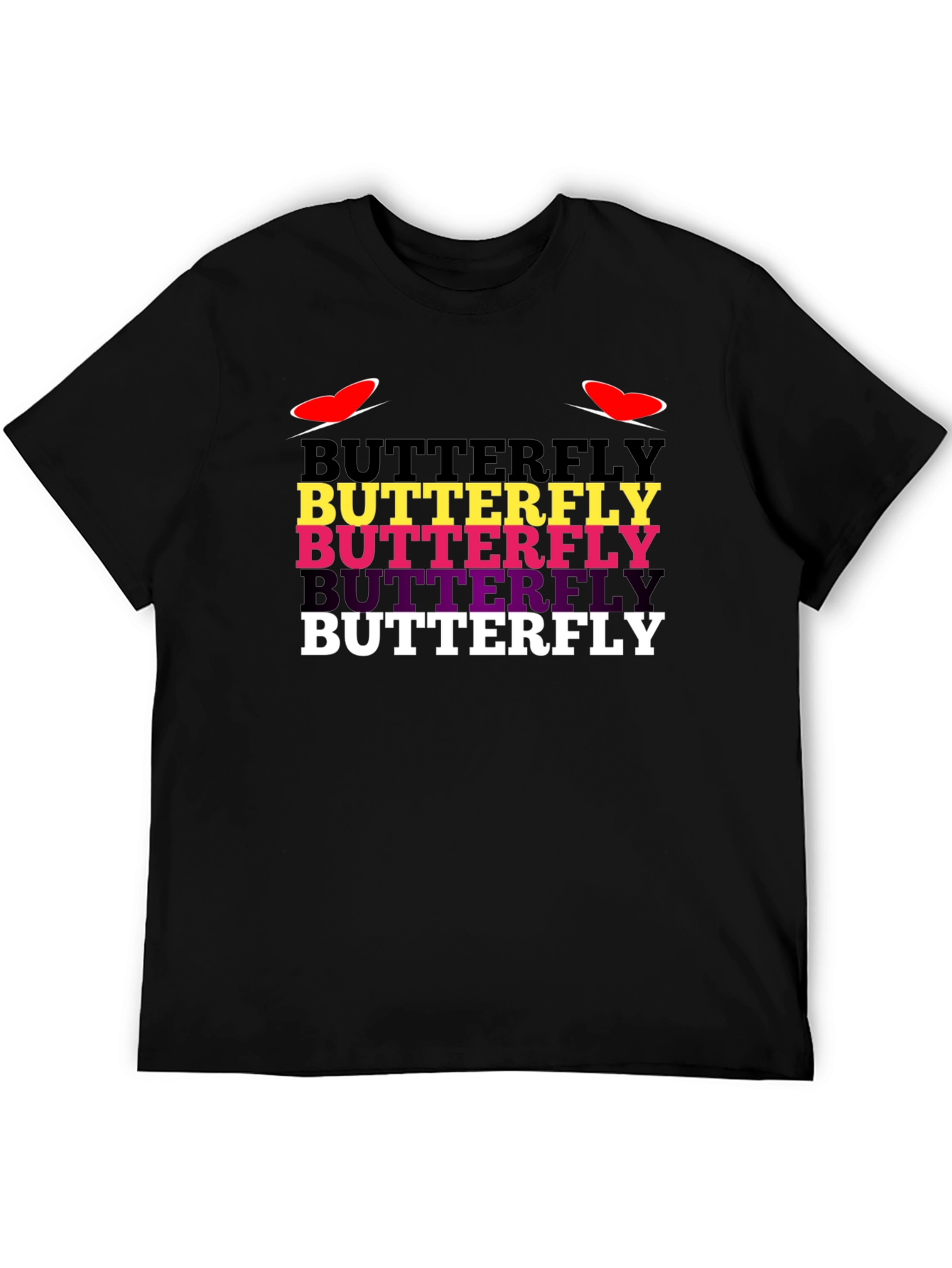 Butterfly Text Graphic Tee - Trendy Casual T-Shirt