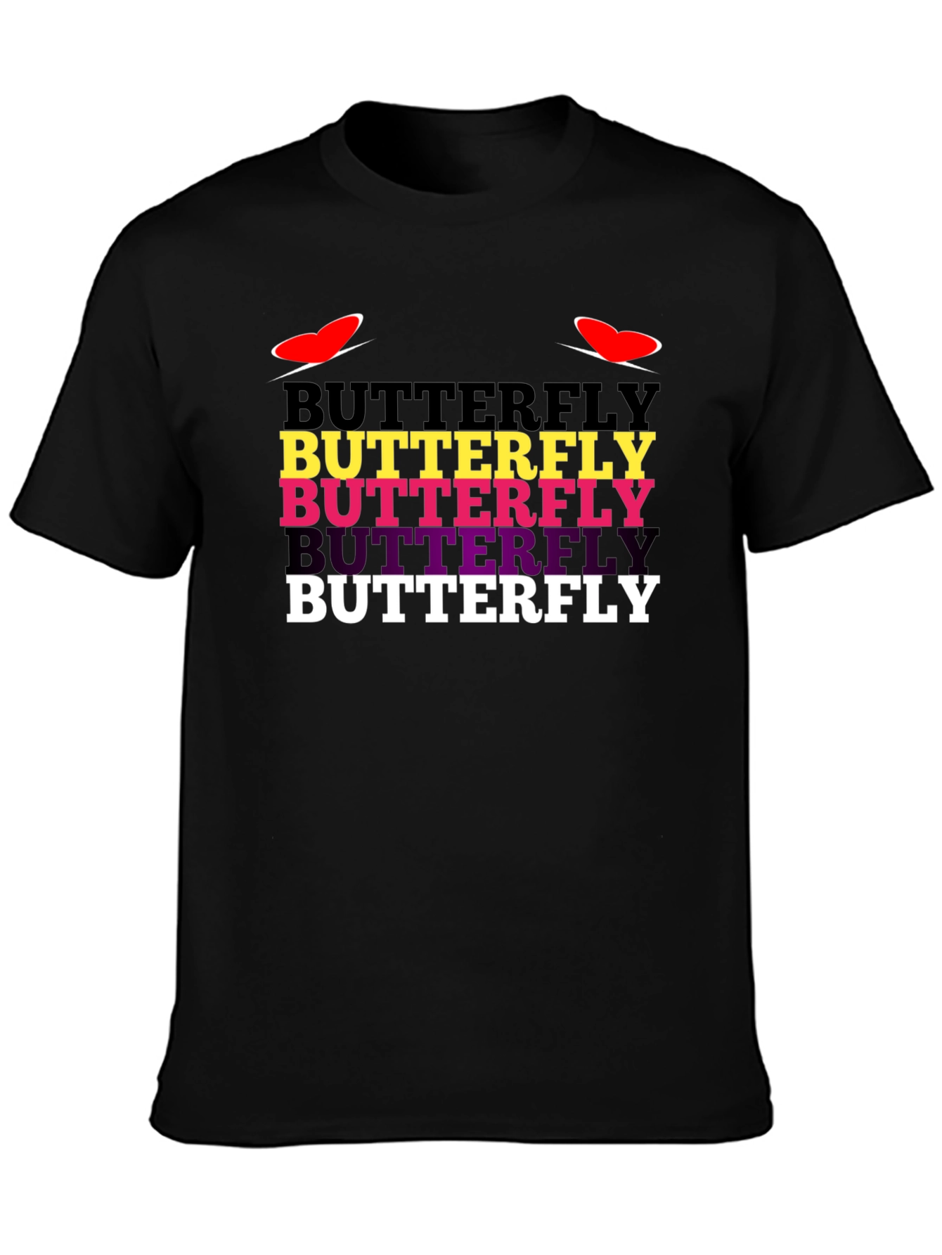 Butterfly Text Graphic Tee - Trendy Casual T-Shirt