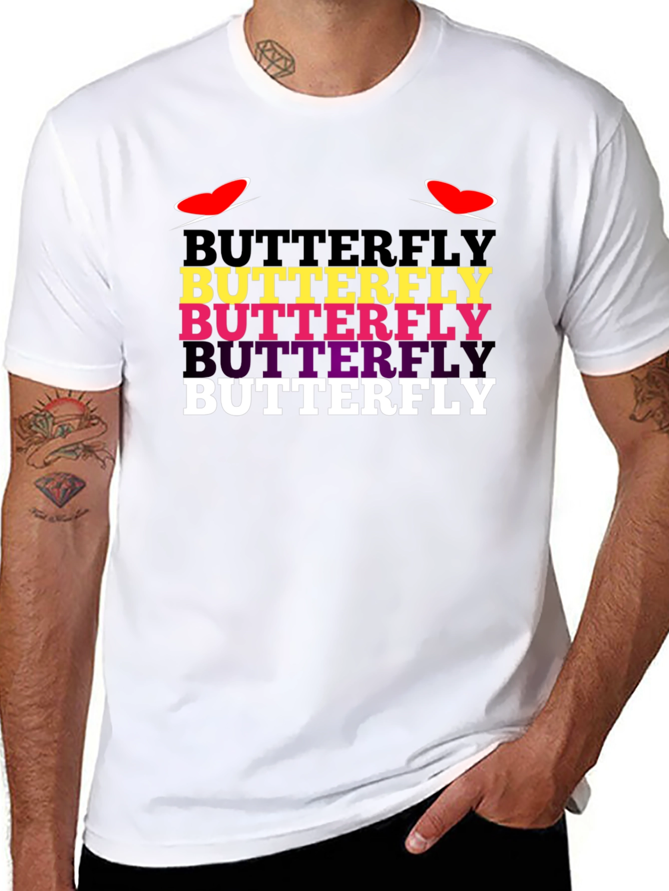 Butterfly Text Graphic Tee - Trendy Casual T-Shirt