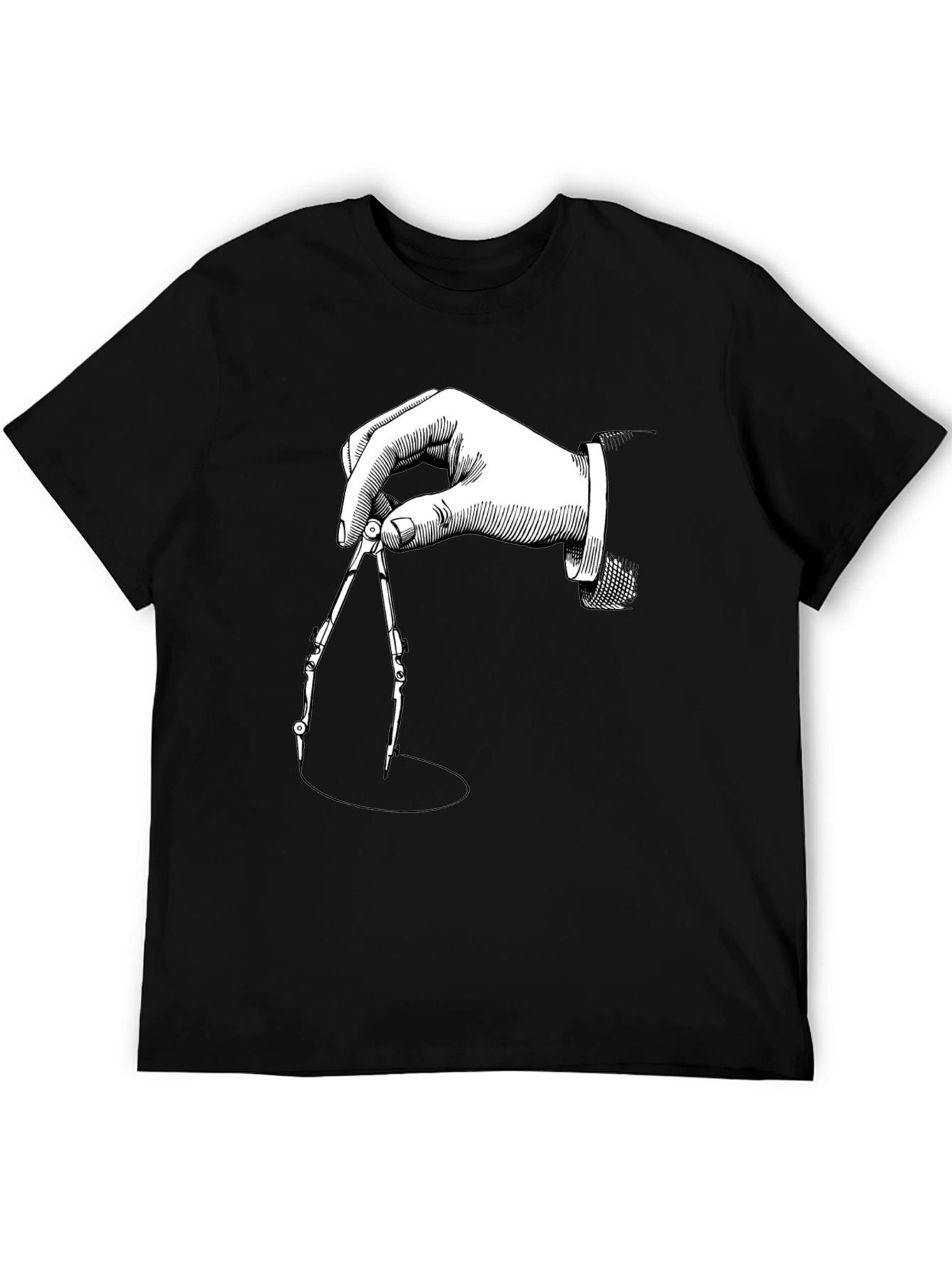 Geometric Compass Graphic Tee - Stylish Black T-Shirt