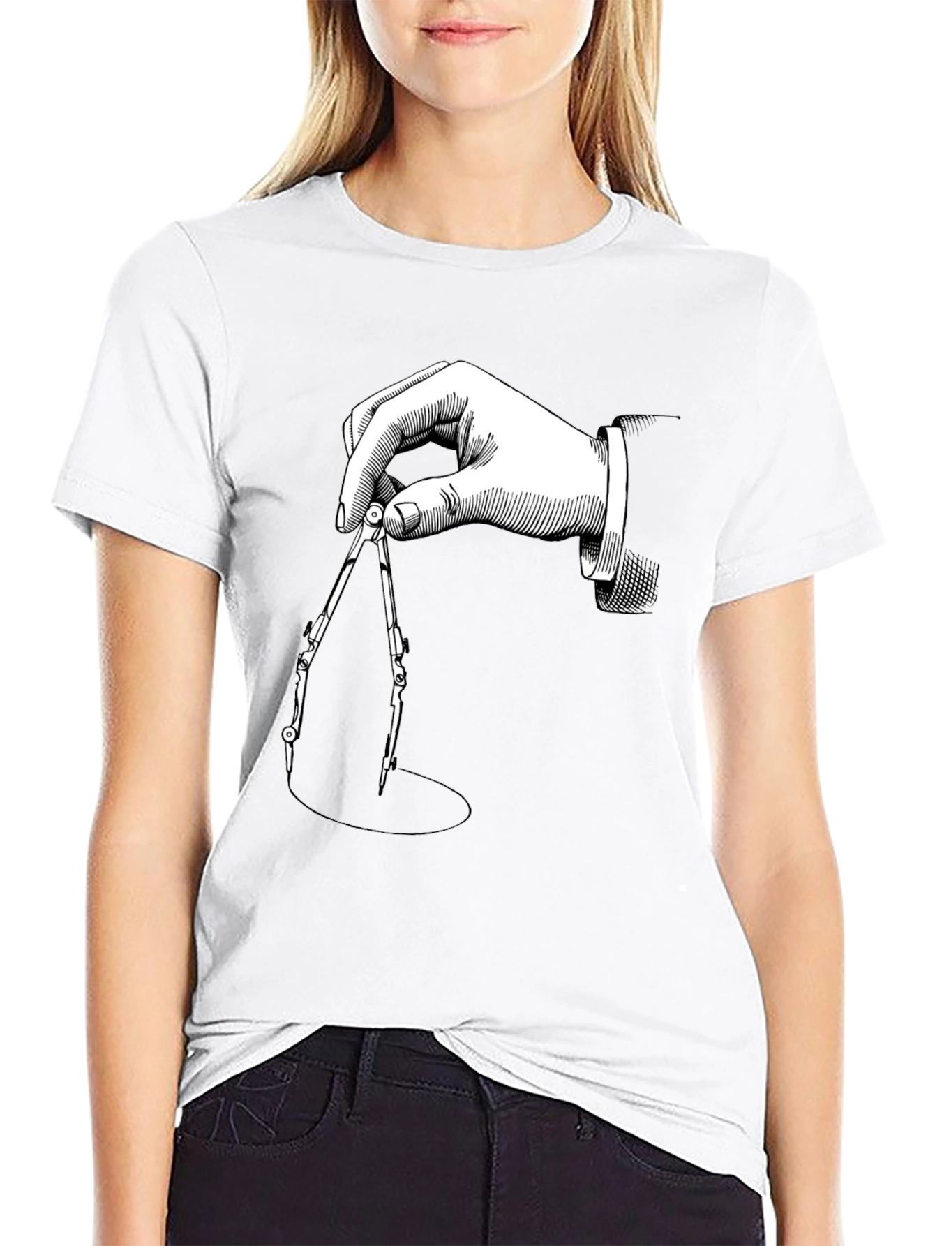 Geometric Compass Graphic Tee - Stylish Black T-Shirt