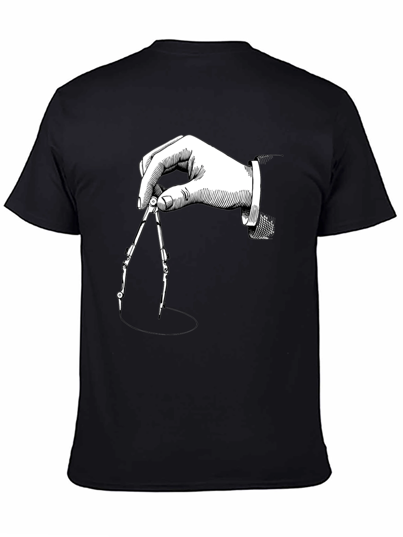 Geometric Compass Graphic Tee - Stylish Black T-Shirt