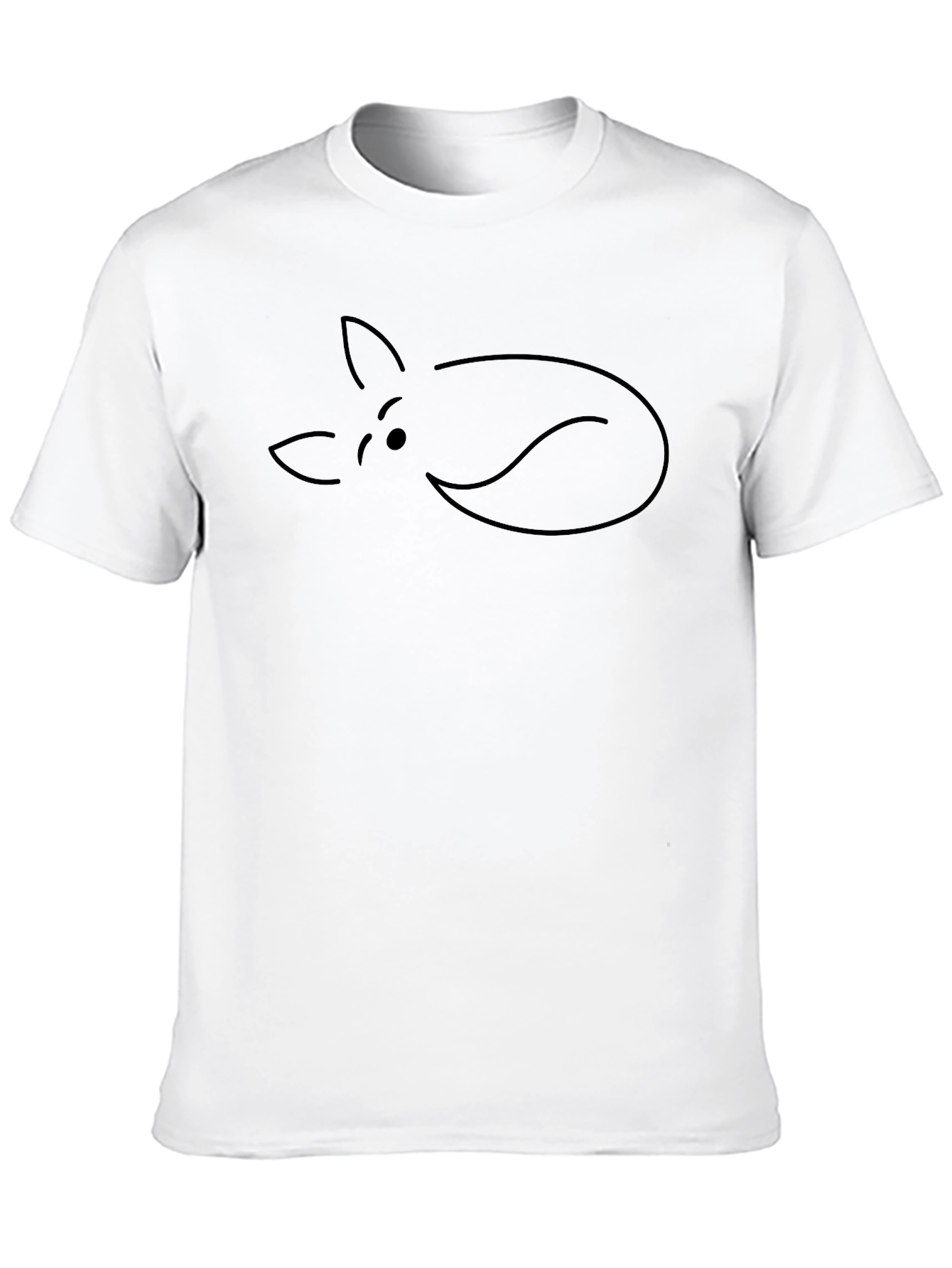 Minimalist Fox Outline Black T-Shirt