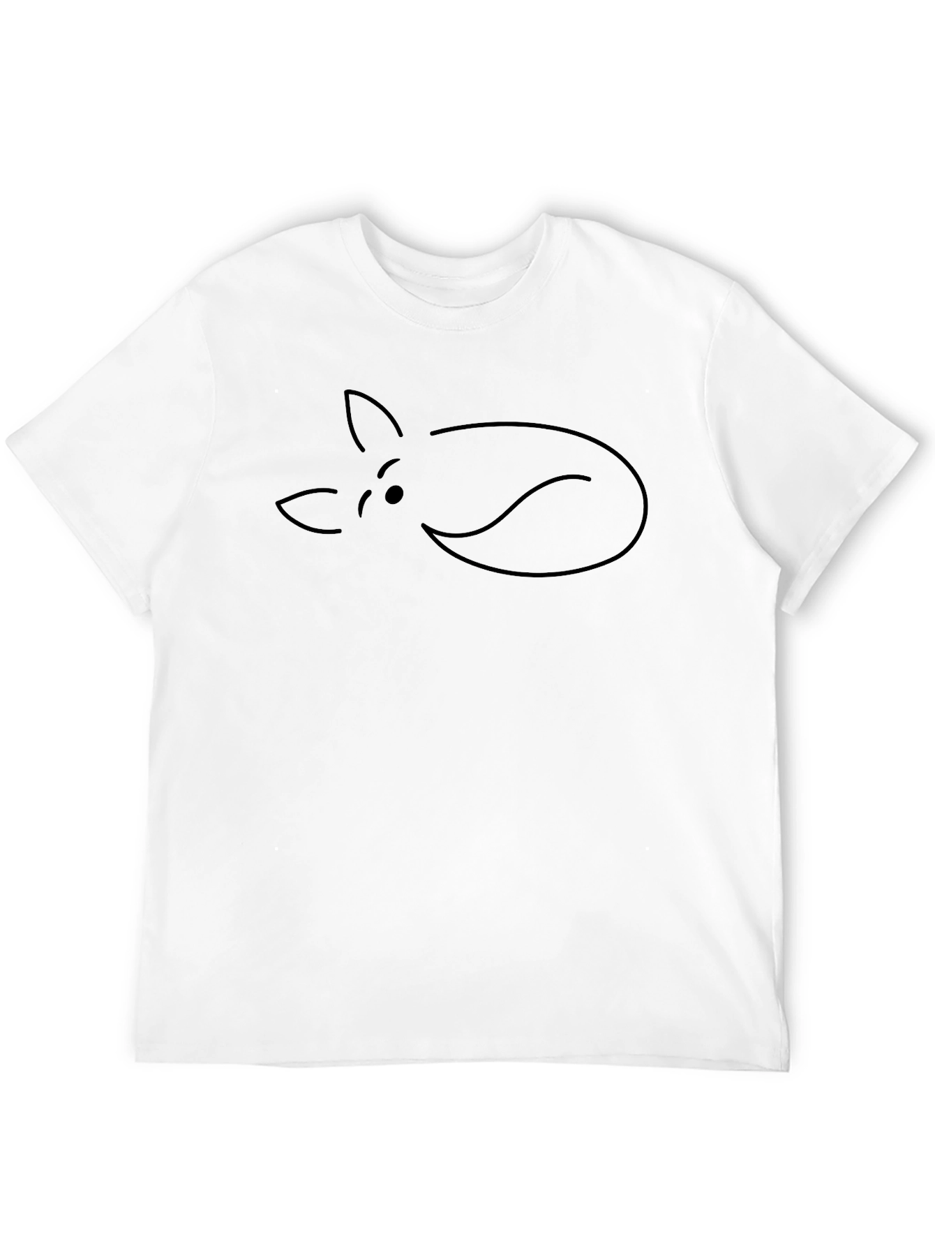 Minimalist Fox Outline Black T-Shirt