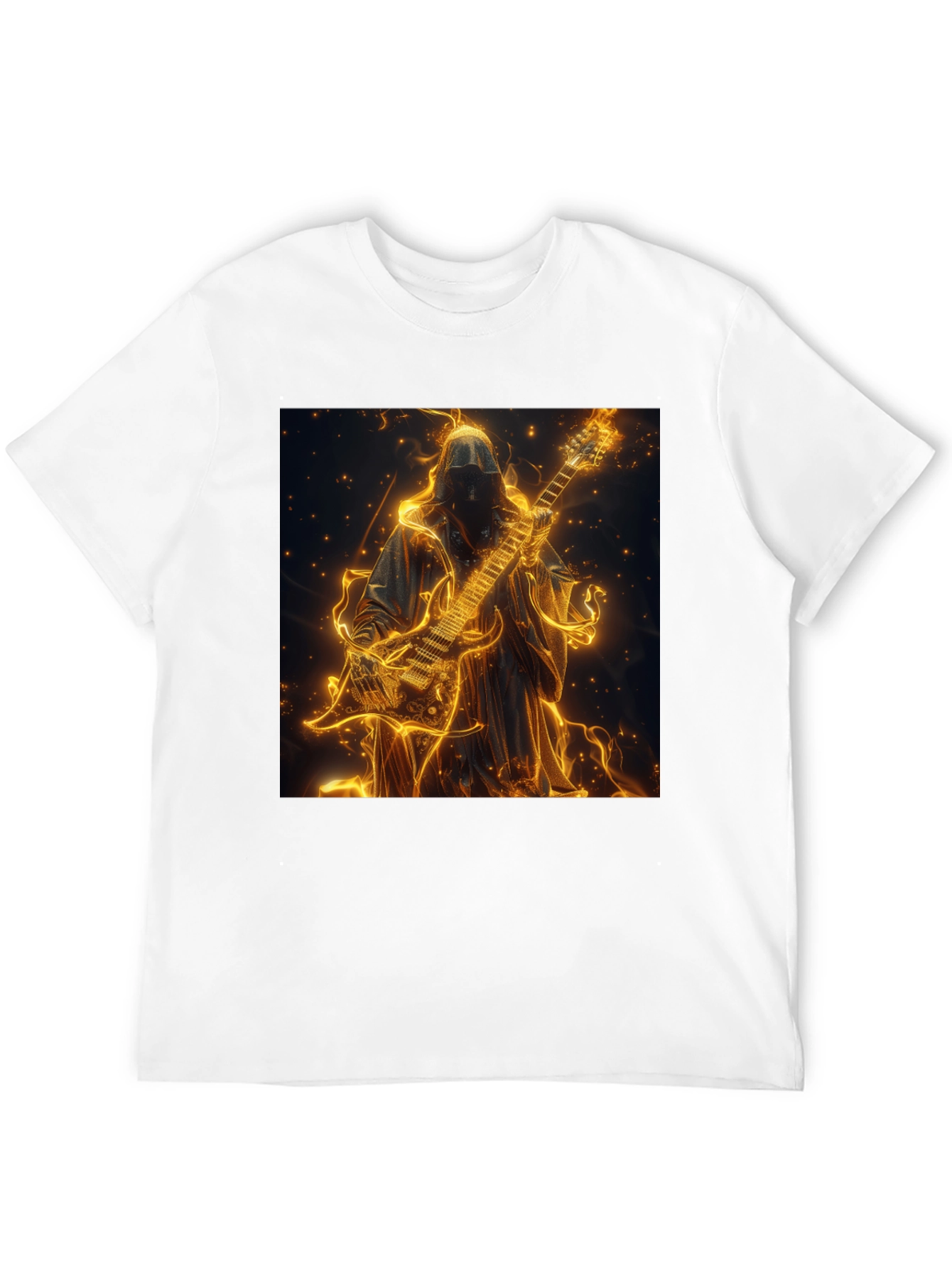 Fiery Guitar Grim Reaper Black T-Shirt