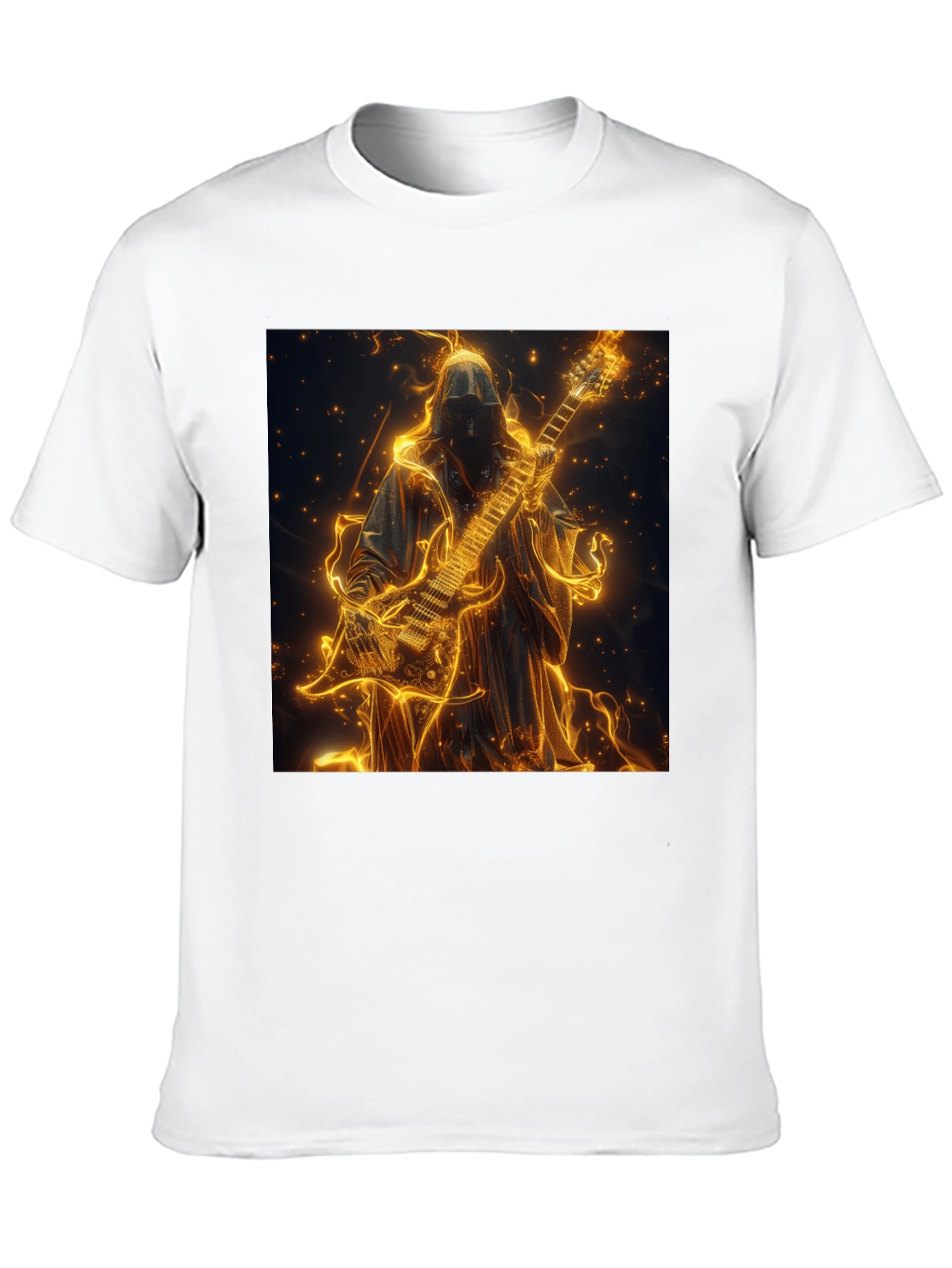 Fiery Guitar Grim Reaper Black T-Shirt