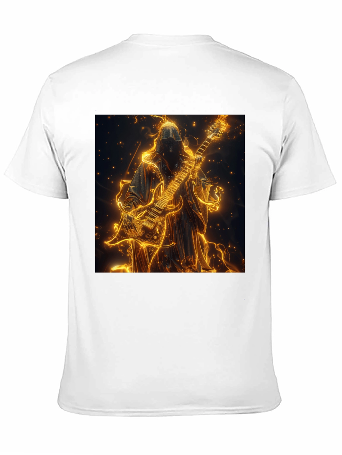 Fiery Guitar Grim Reaper Black T-Shirt