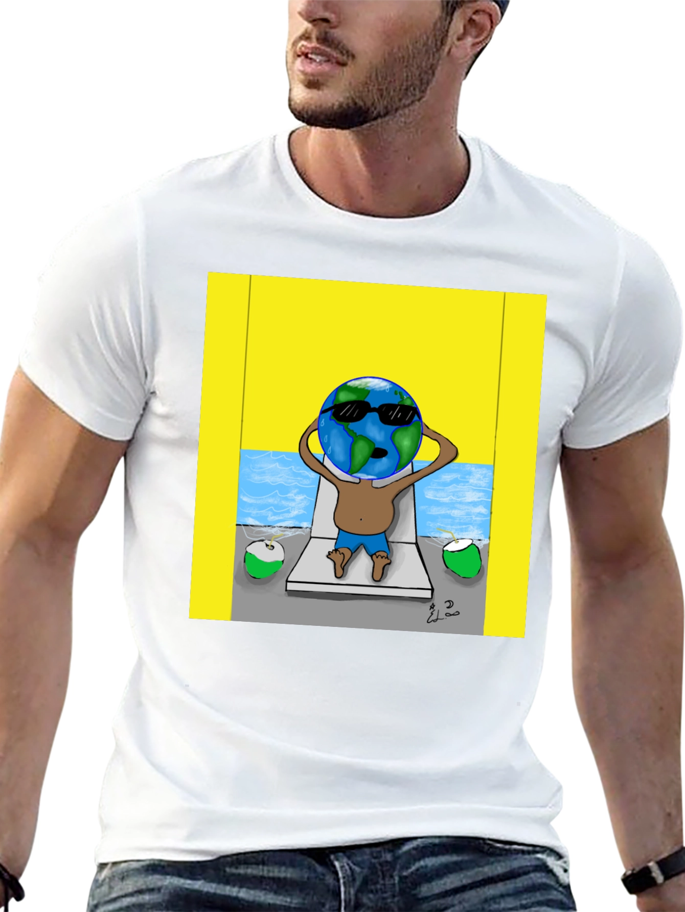 Earth Globe Beach T-Shirt