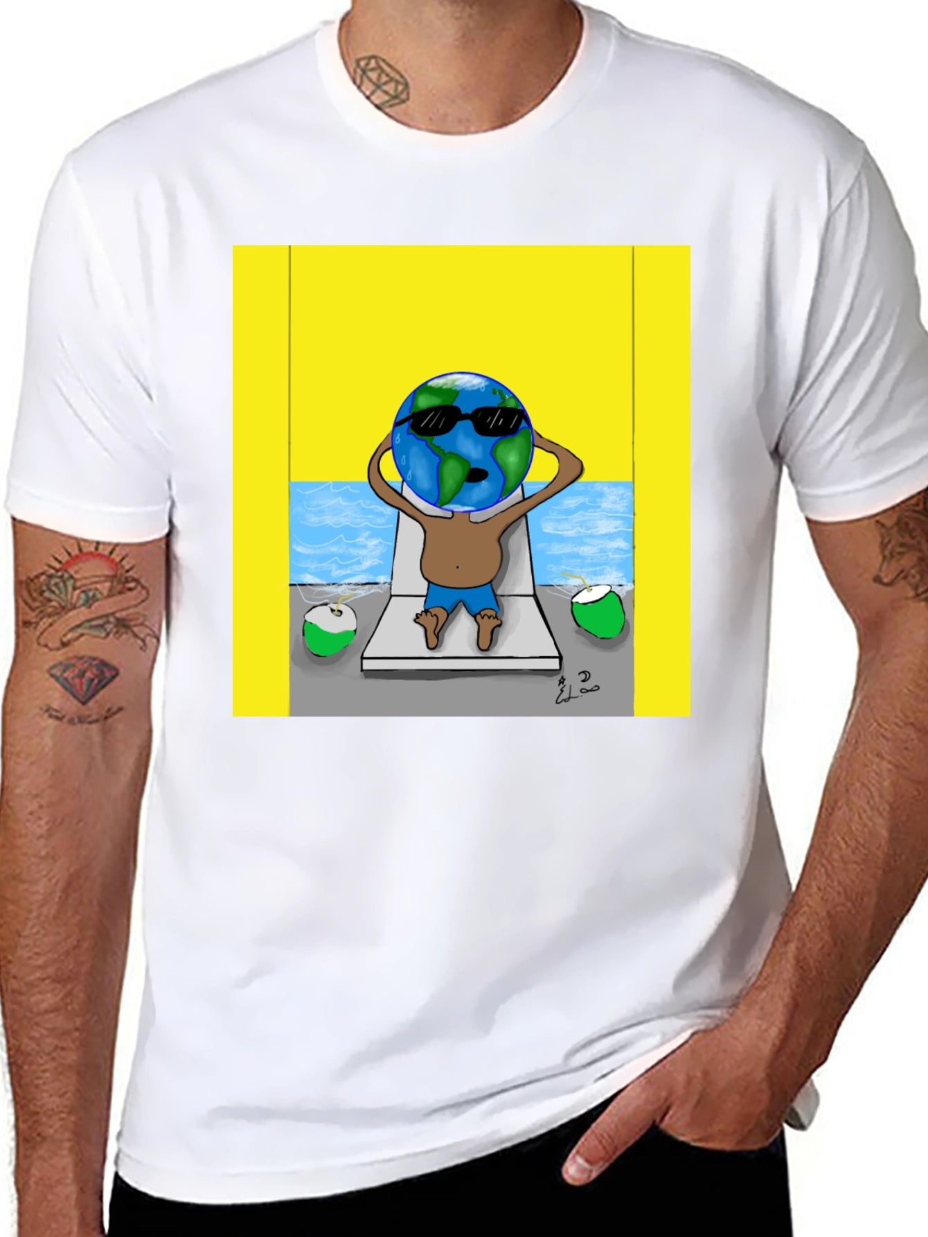 Earth Globe Beach T-Shirt