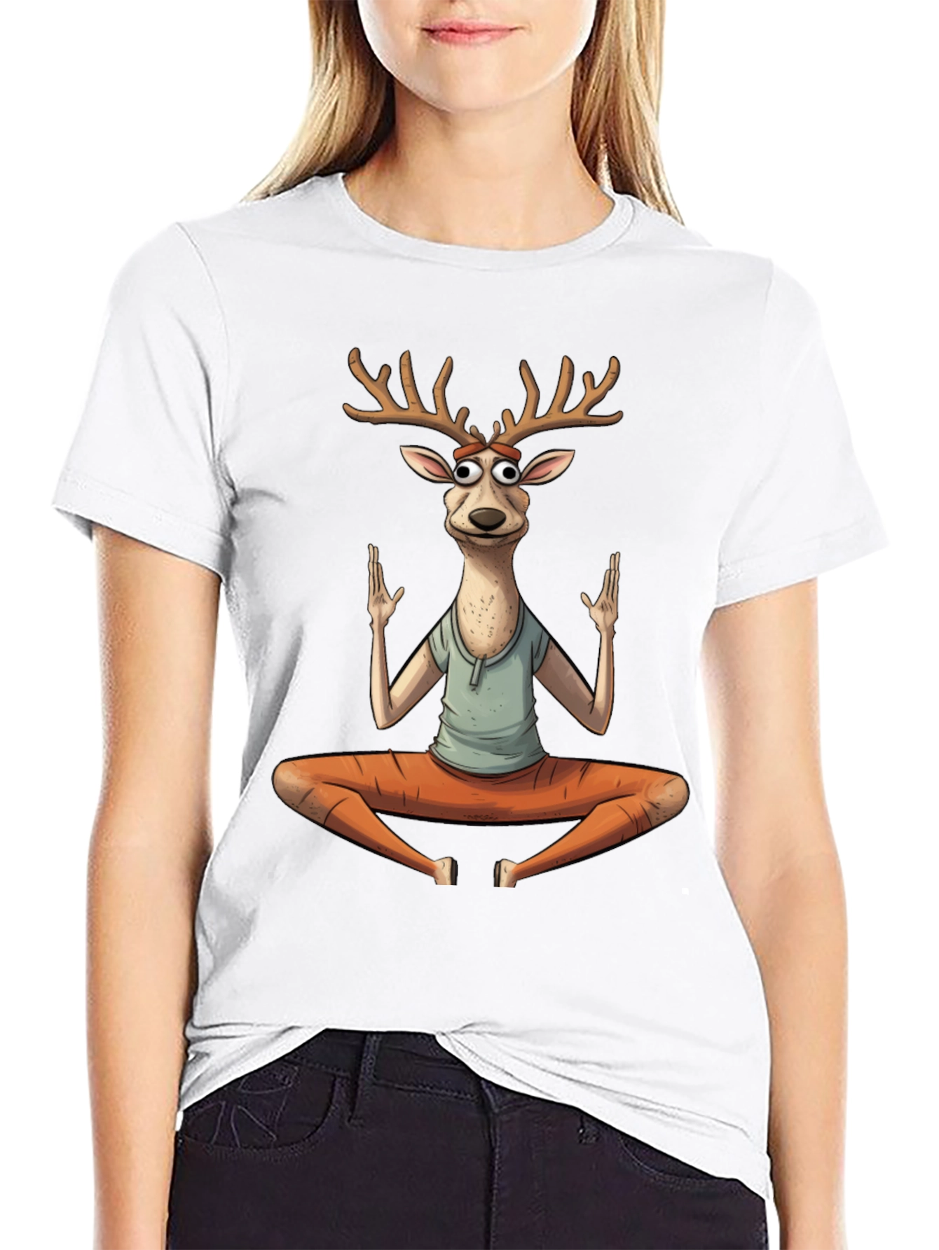 Yoga Deer Graphic T-Shirt