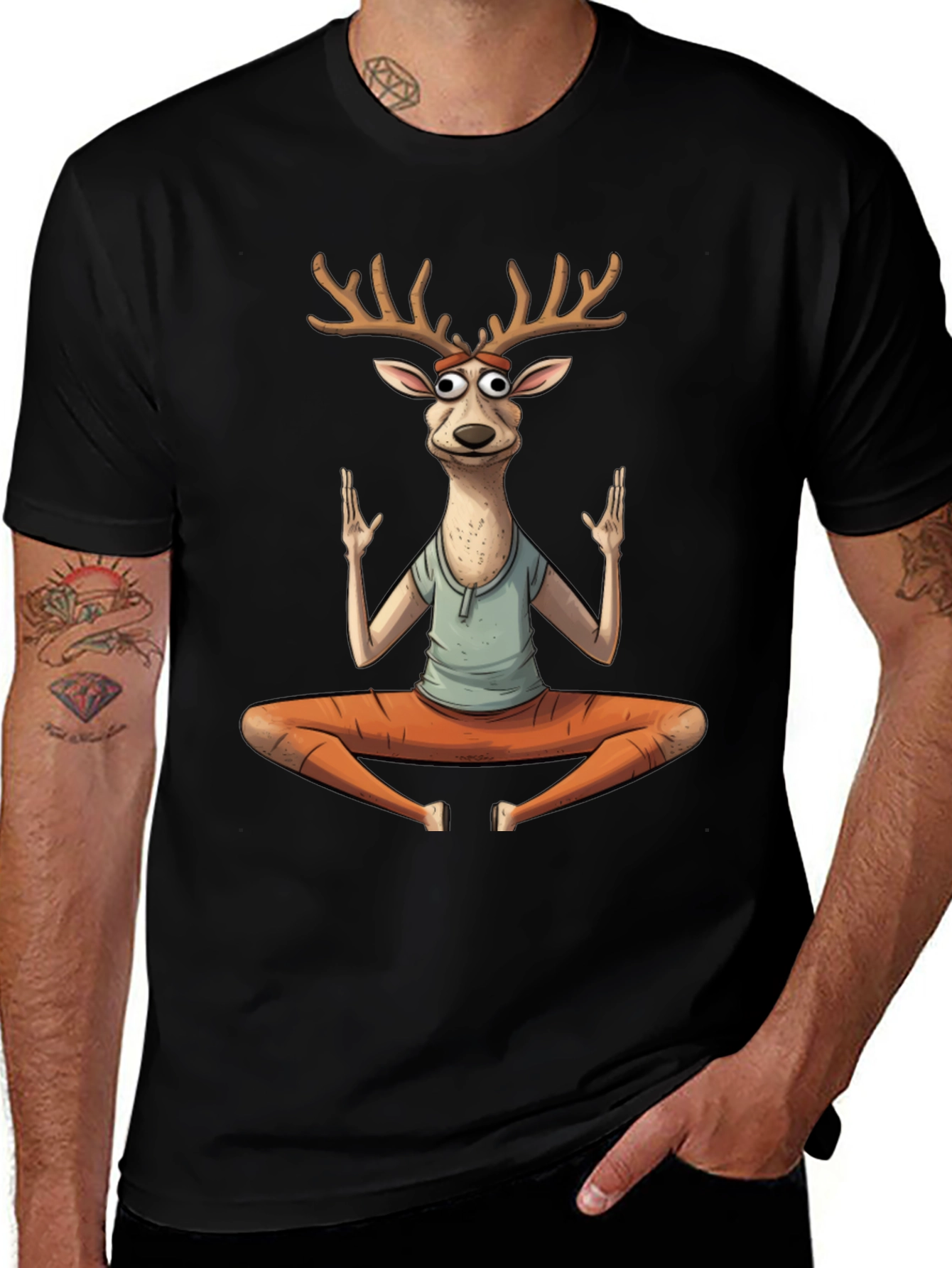 Yoga Deer Graphic T-Shirt