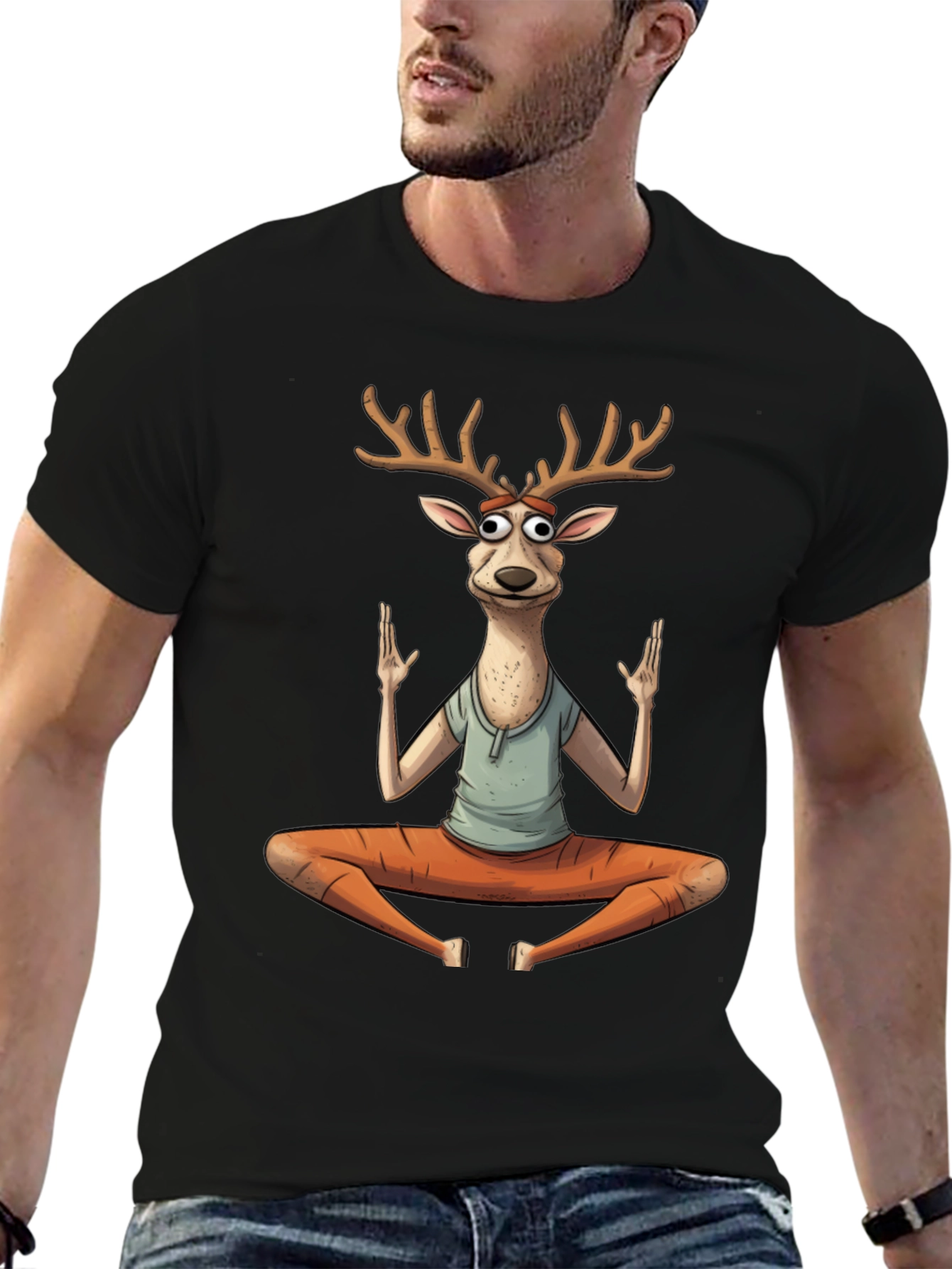 Yoga Deer Graphic T-Shirt