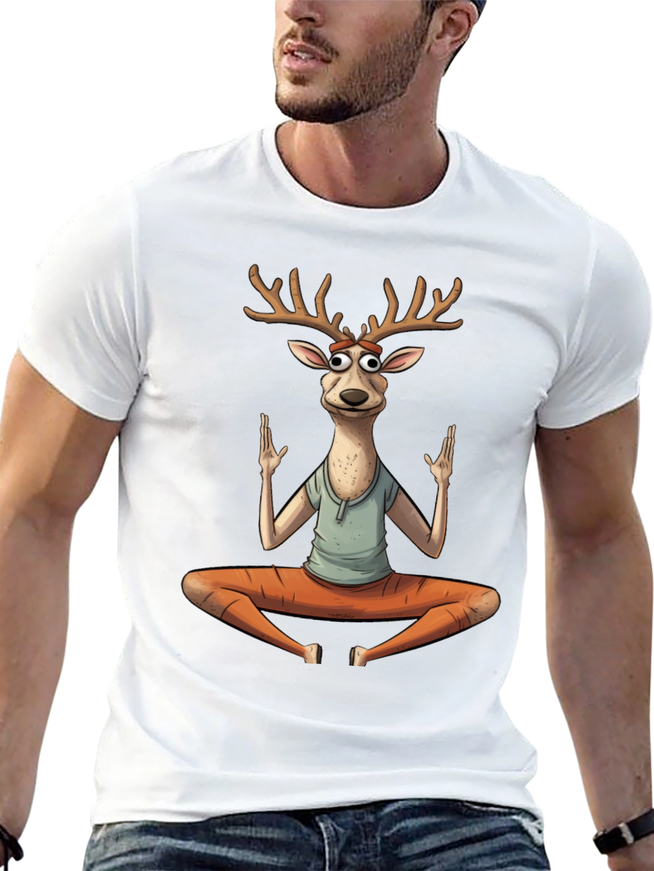Yoga Deer Graphic T-Shirt