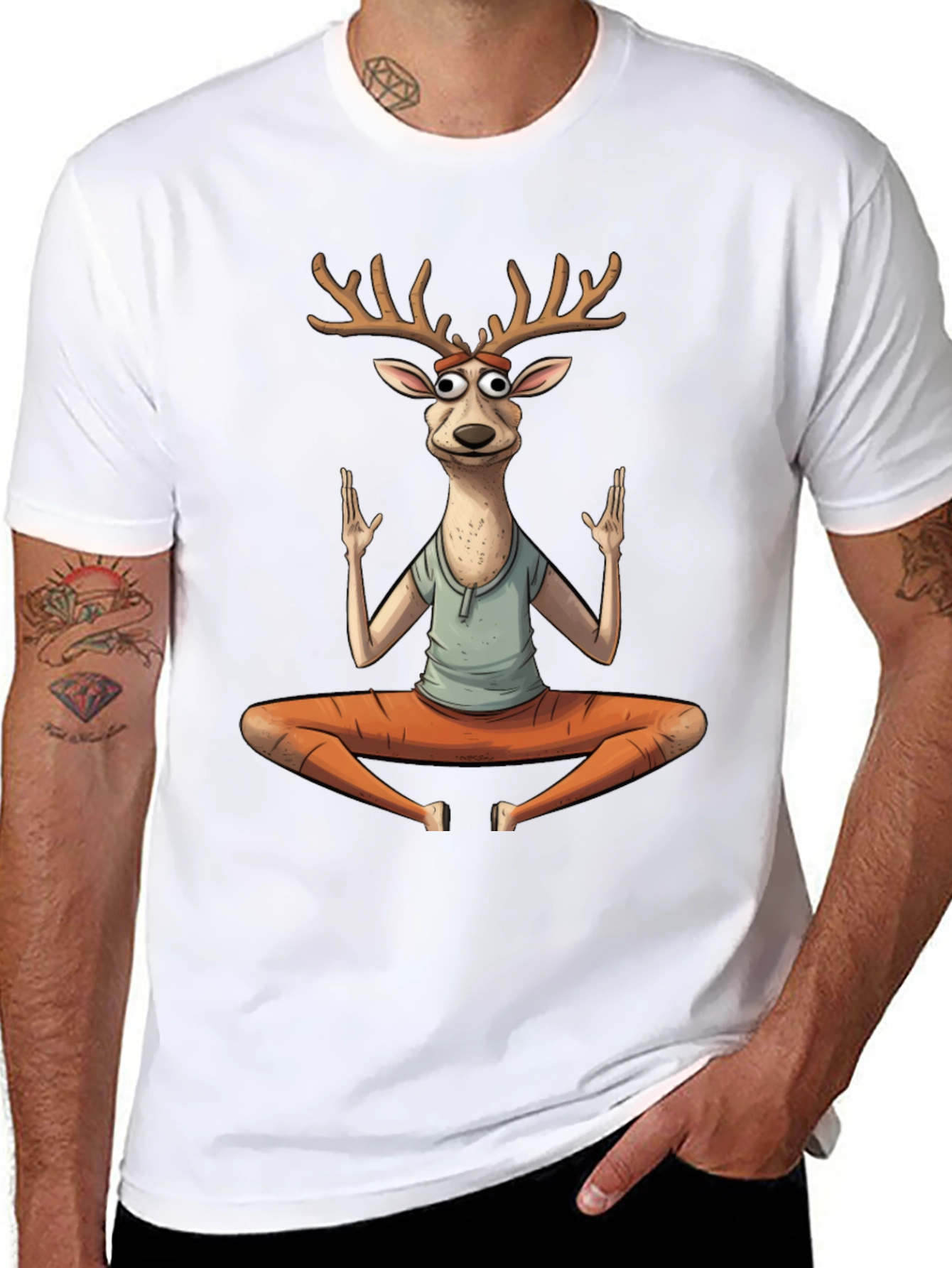 Yoga Deer Graphic T-Shirt