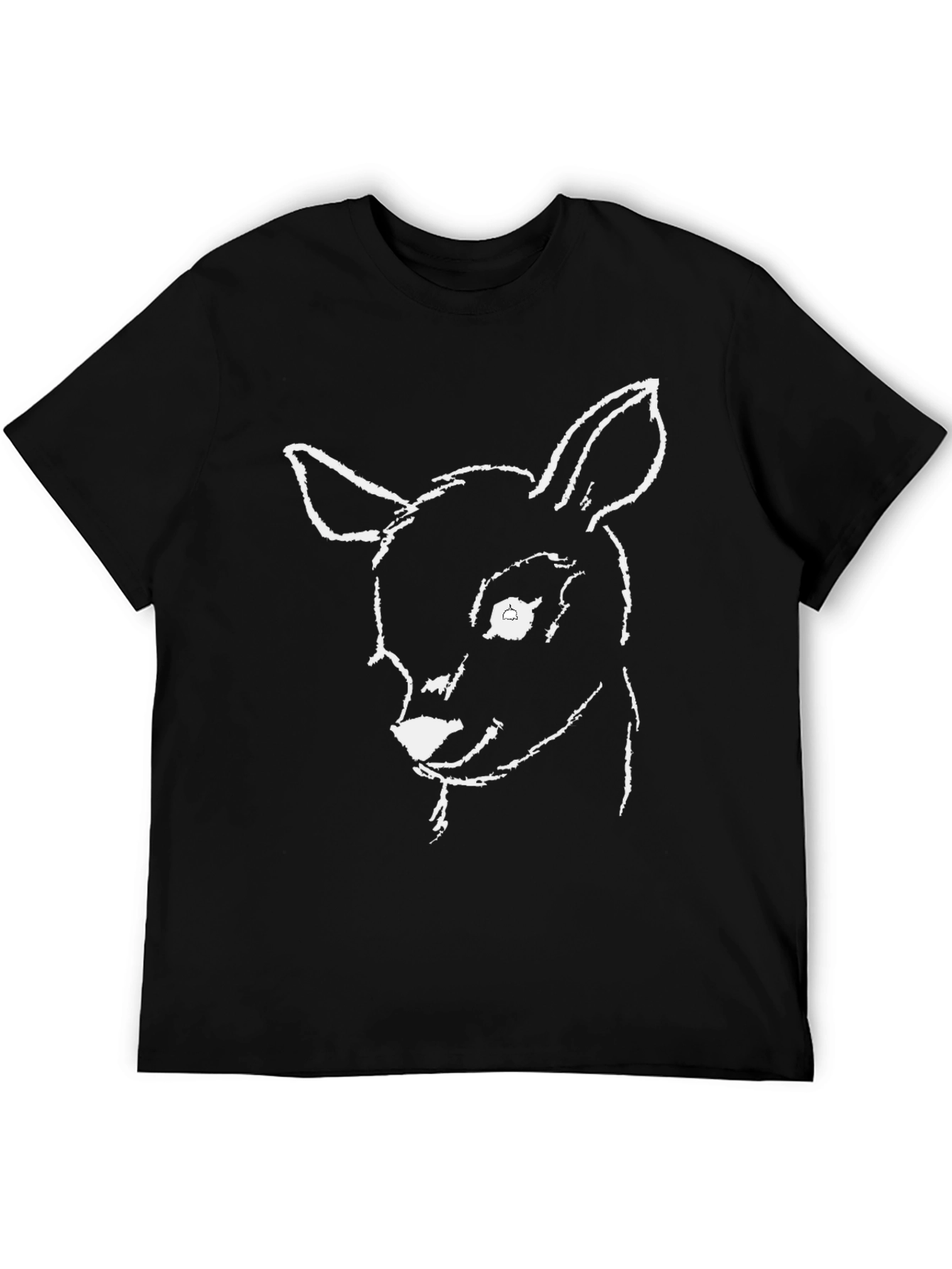 Deer Sketch Graphic Tee - Black Cotton Comfort