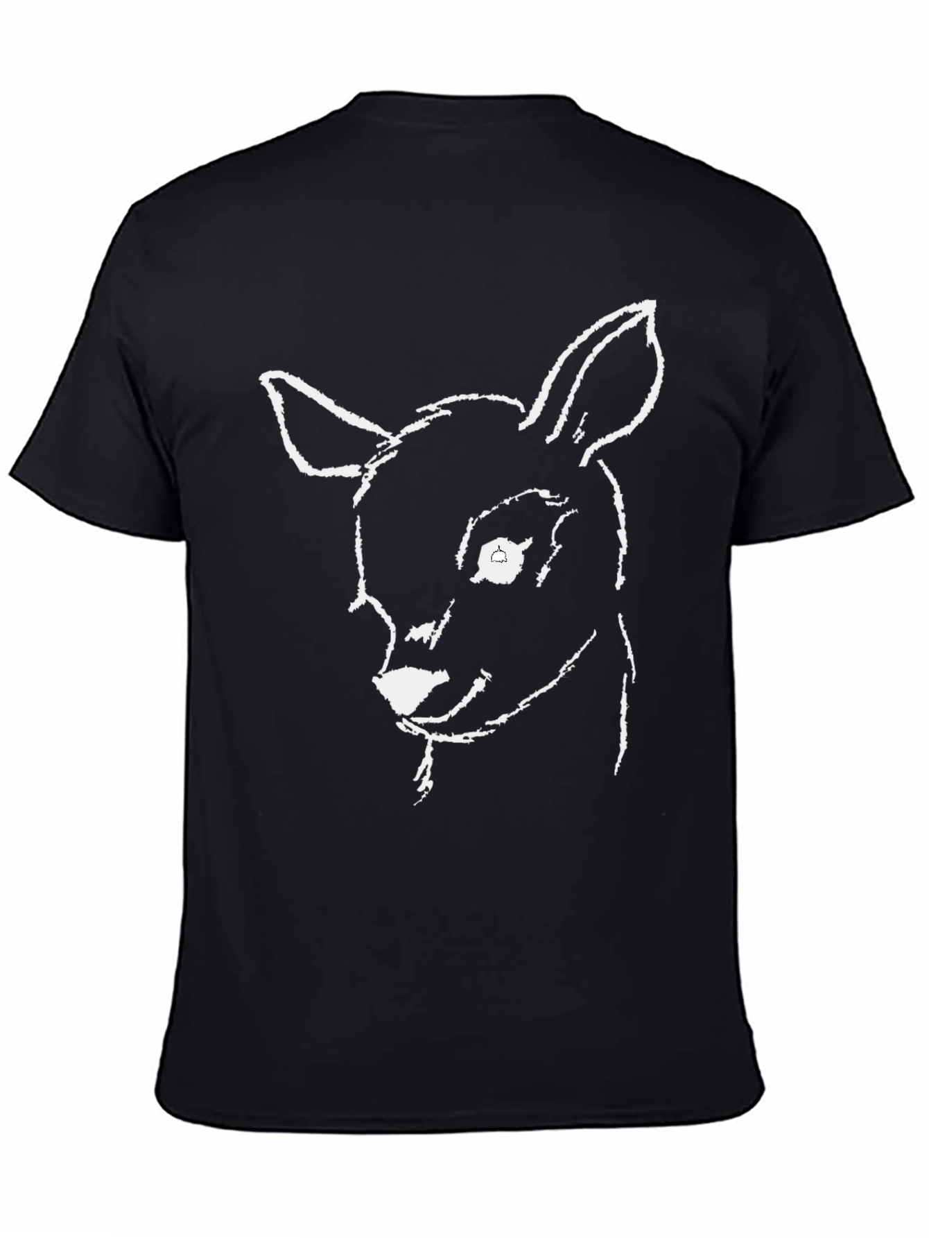 Deer Sketch Graphic Tee - Black Cotton Comfort