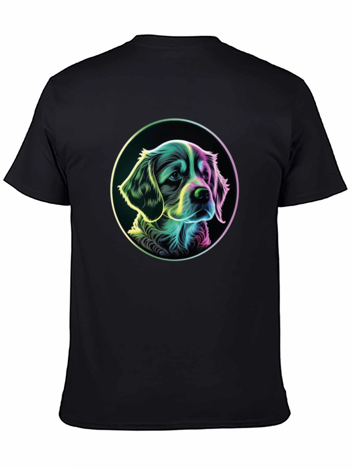 Dog Graphic T-Shirt - Mens Black Crew Neck Tee