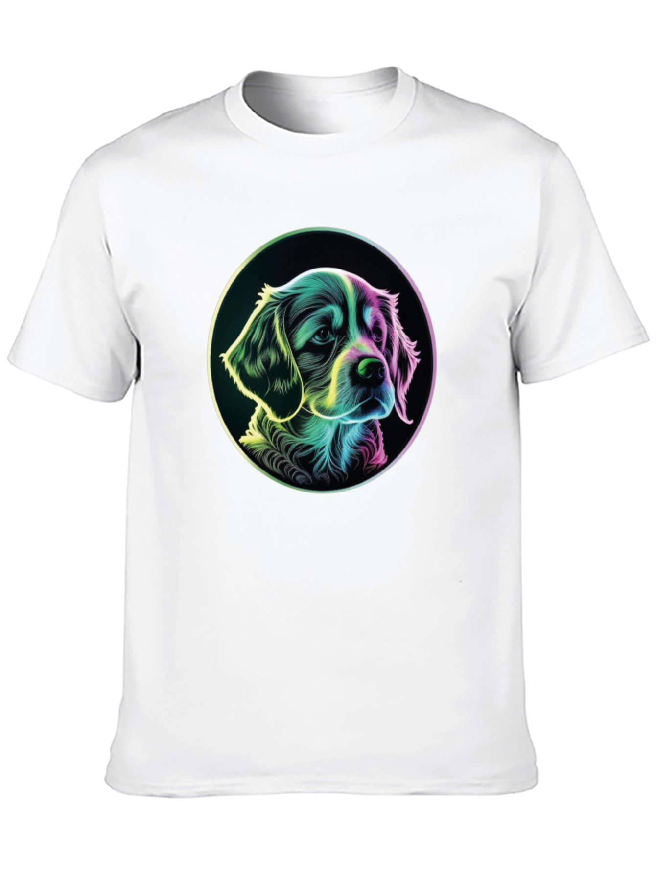 Dog Graphic T-Shirt - Mens Black Crew Neck Tee