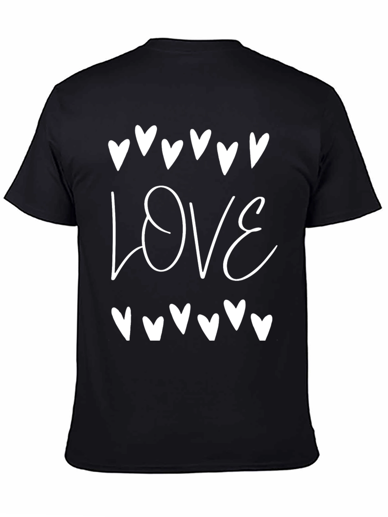 Love Heart Graphic Tee - Black Casual T-Shirt