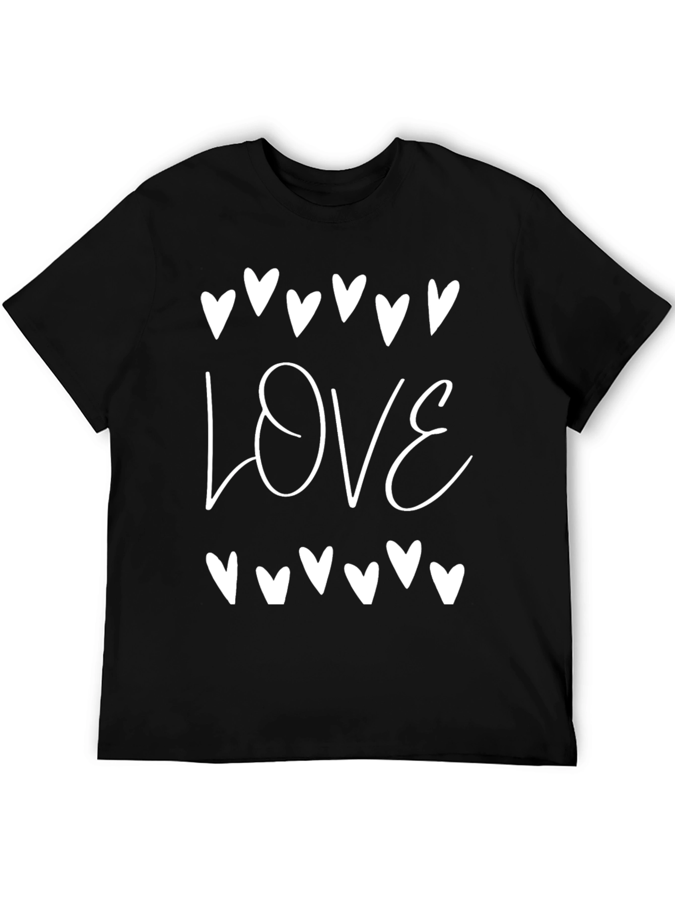 Love Heart Graphic Tee - Black Casual T-Shirt