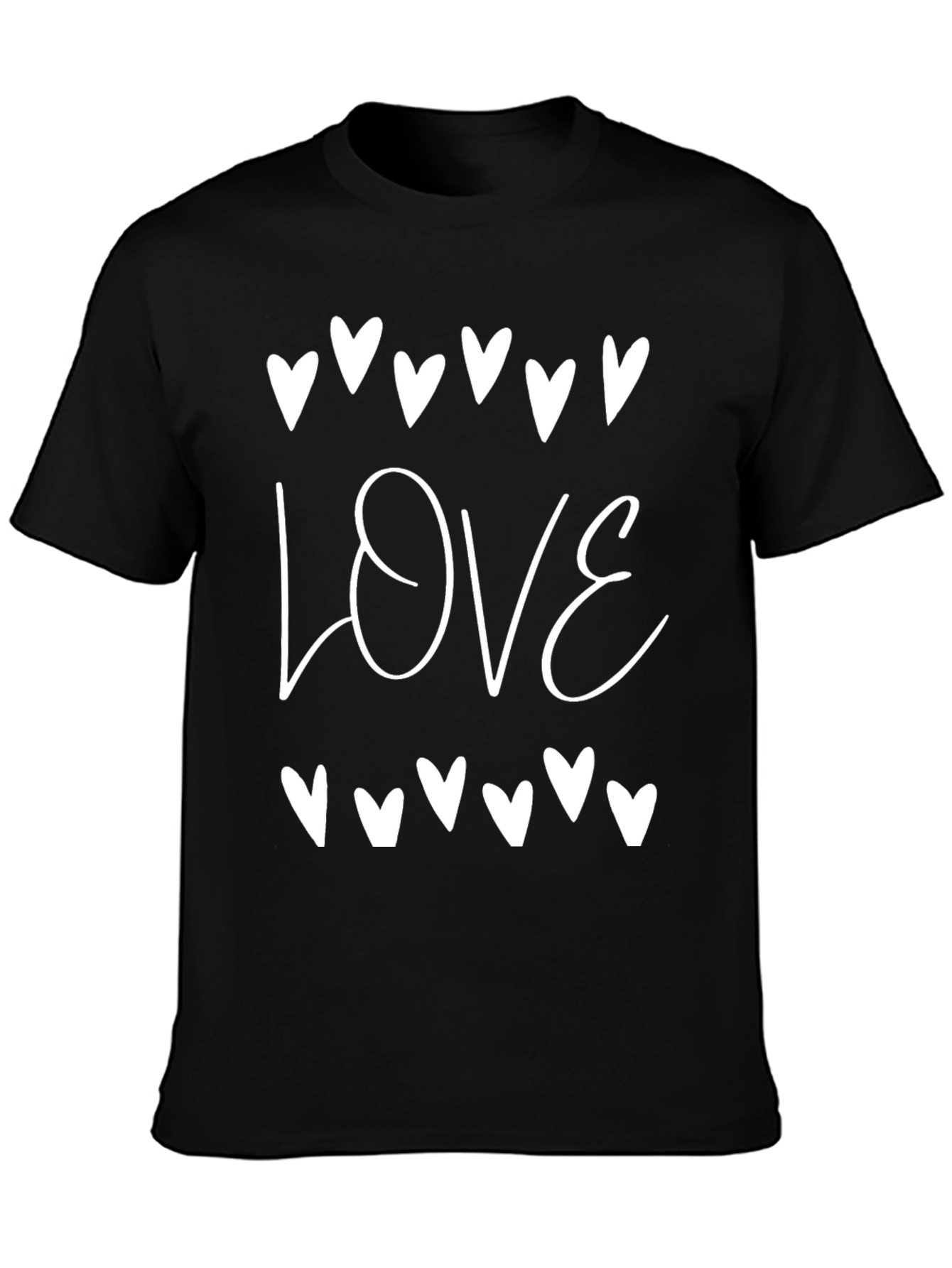 Love Heart Graphic Tee - Black Casual T-Shirt