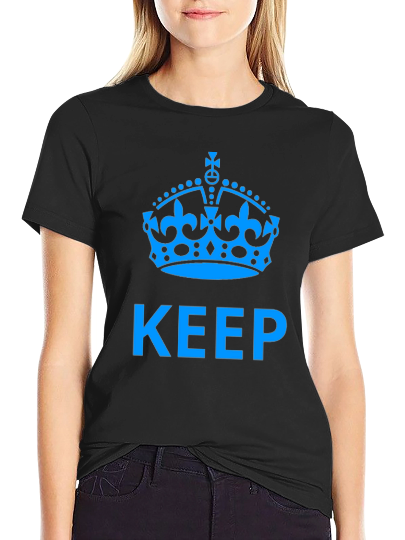 Keep Calm Crown Graphic Black T-Shirt