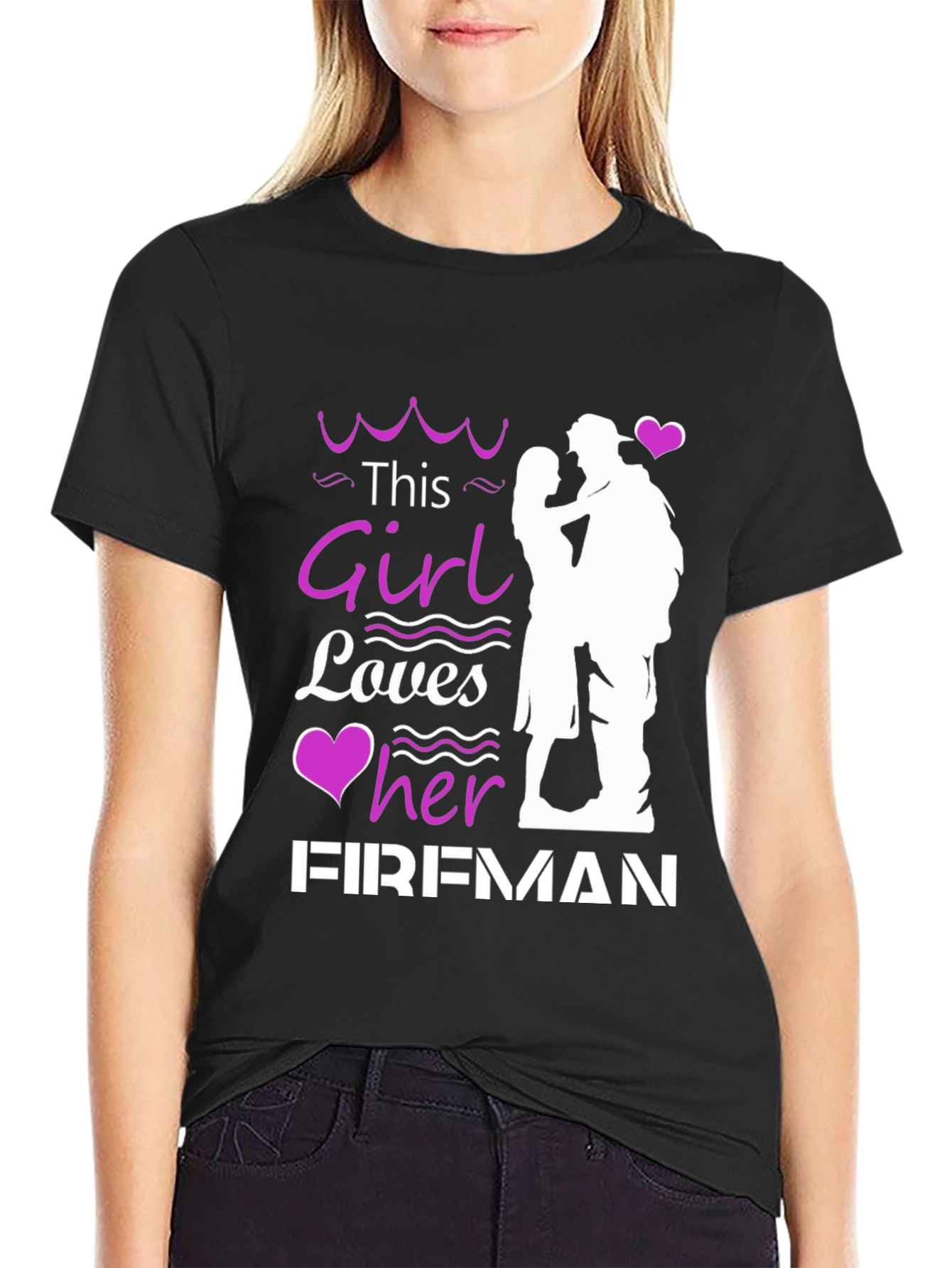 This Girl Loves Her Fireman Graphic T-Shirt
