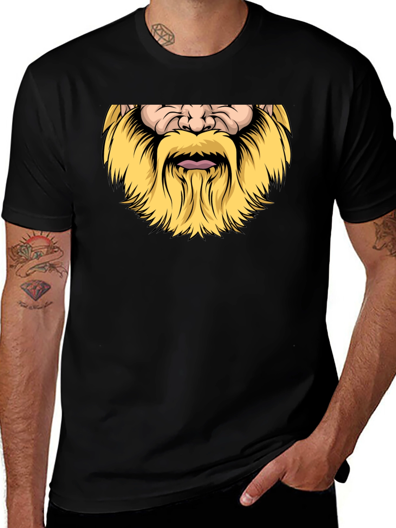 Viking Beard Graphic Black T-Shirt