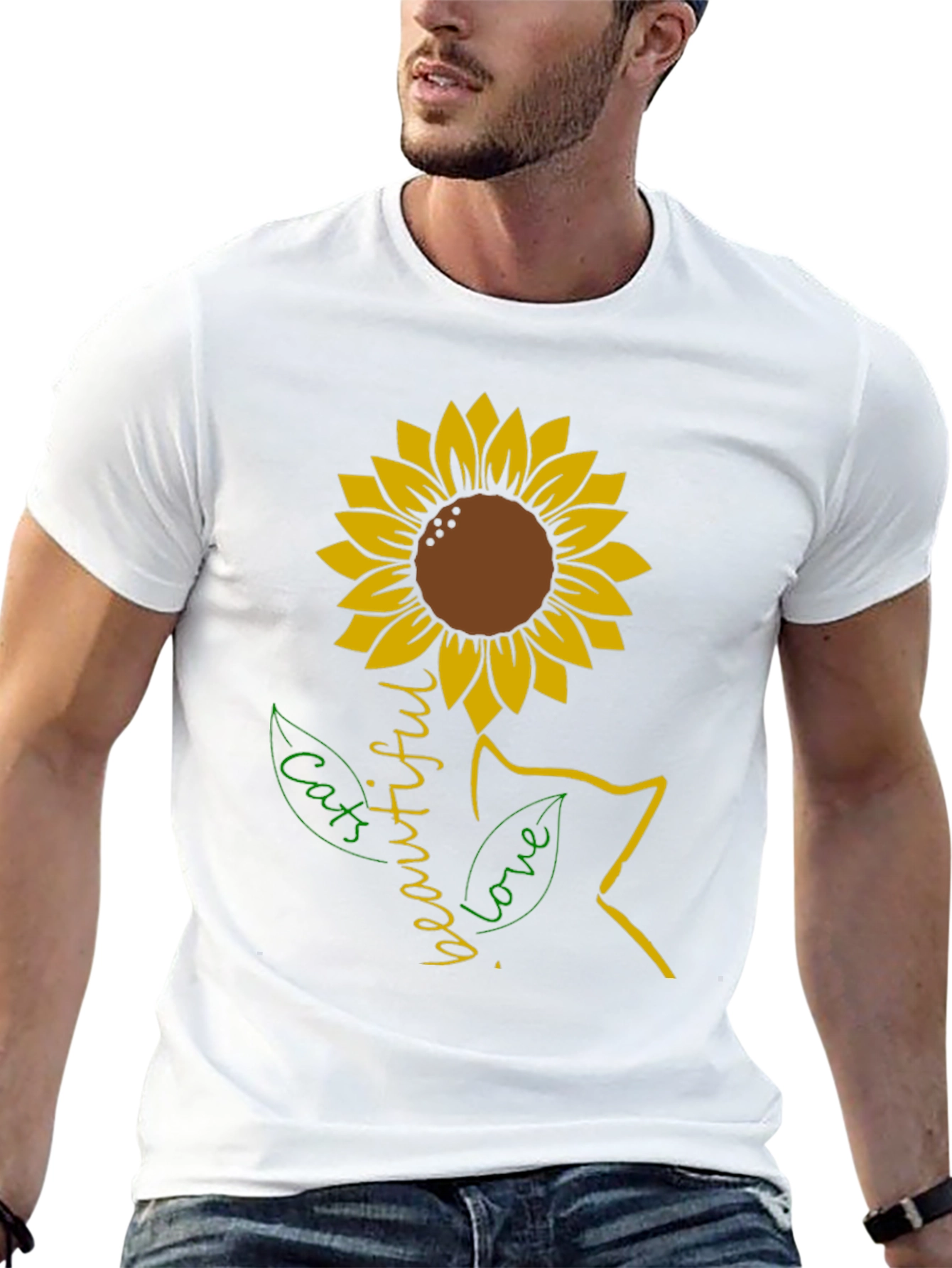 Sunflower Cat Lover T-Shirt