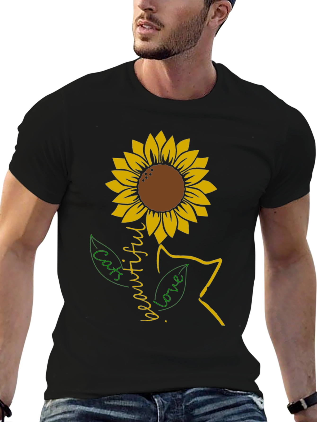 Sunflower Cat Lover T-Shirt